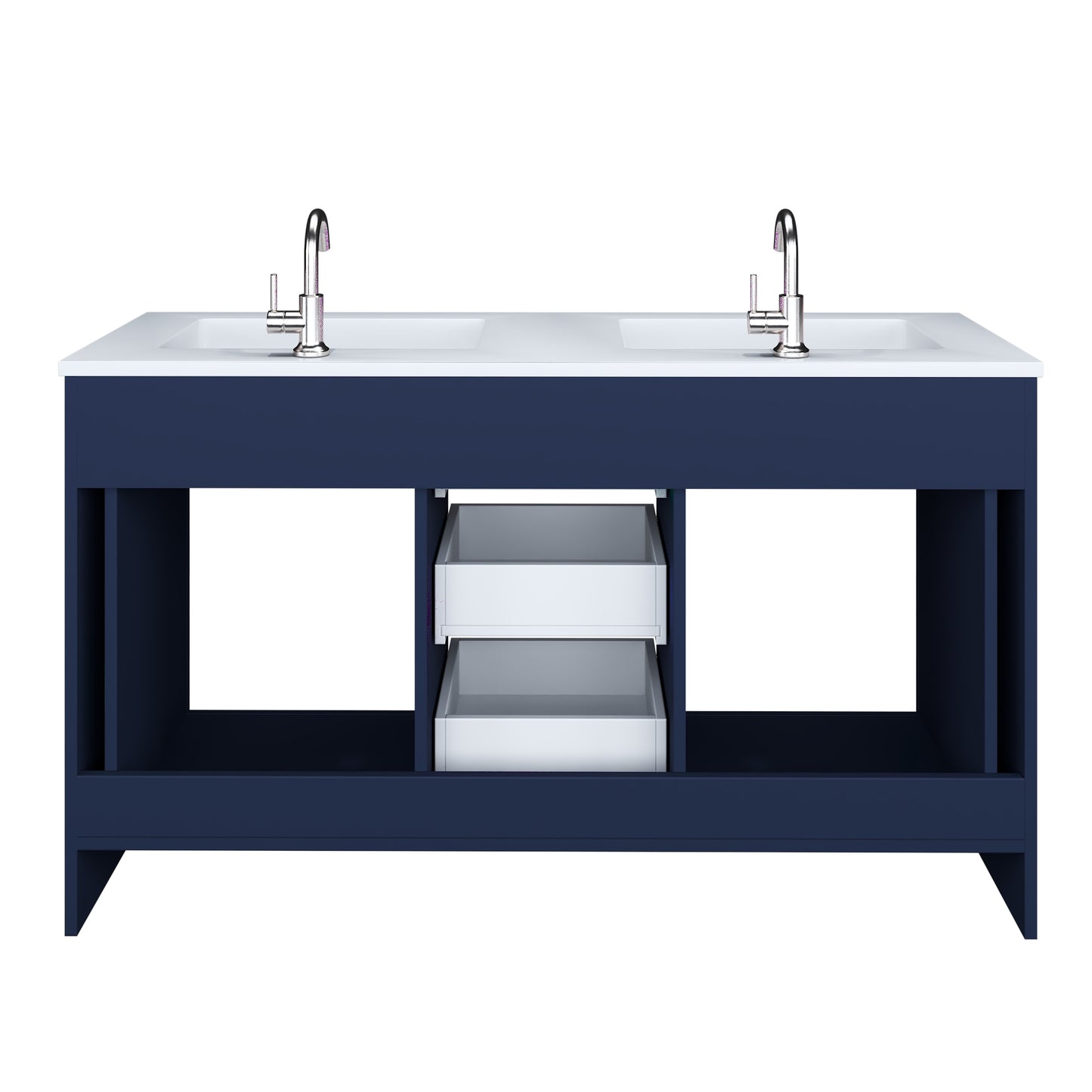 Austin 60" Double Sink Bathroom Vanity with Acrylic integrated counter top