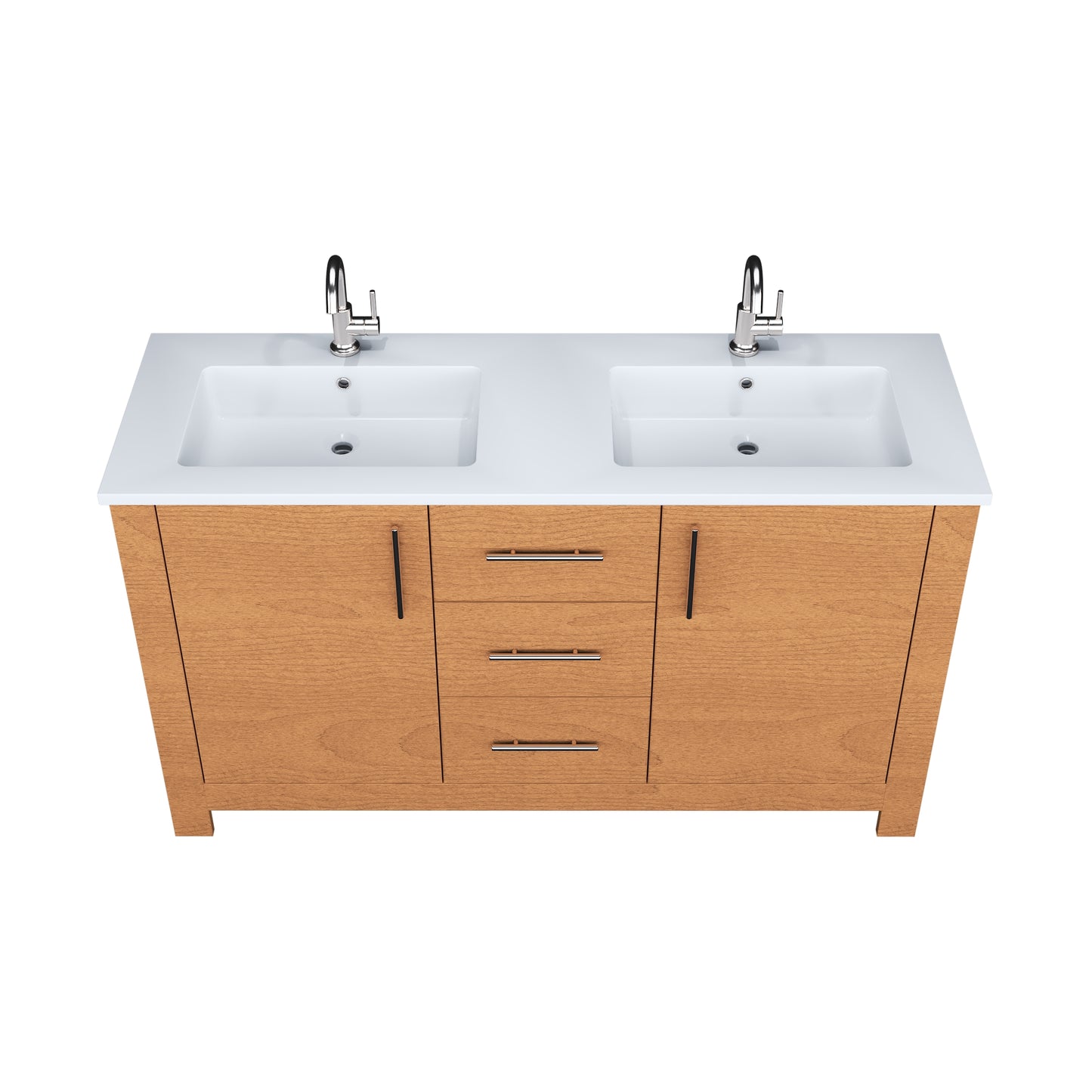 Austin 60" Double Sink Bathroom Vanity with Acrylic integrated counter top