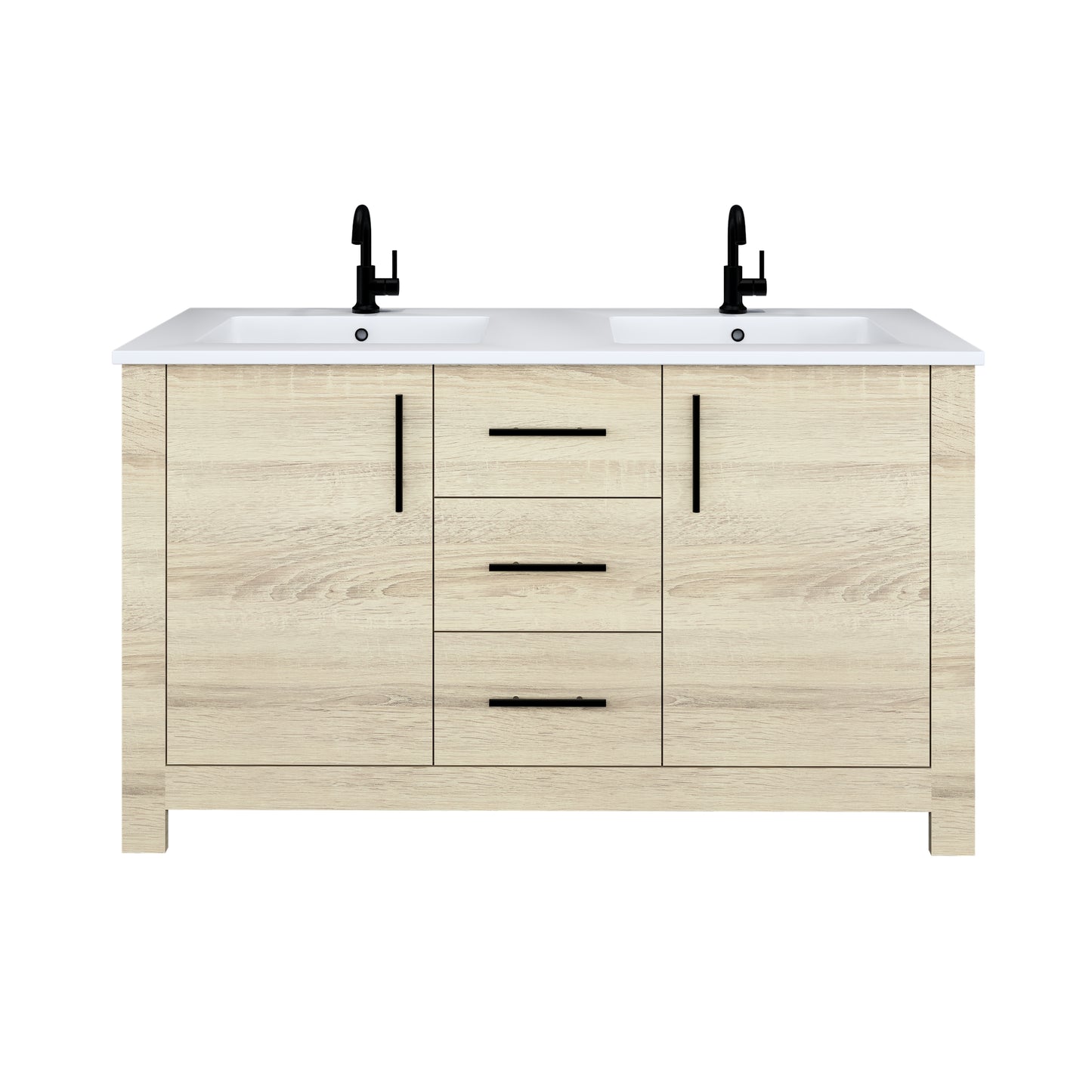 Austin 60" Double Sink Bathroom Vanity with Acrylic integrated counter top