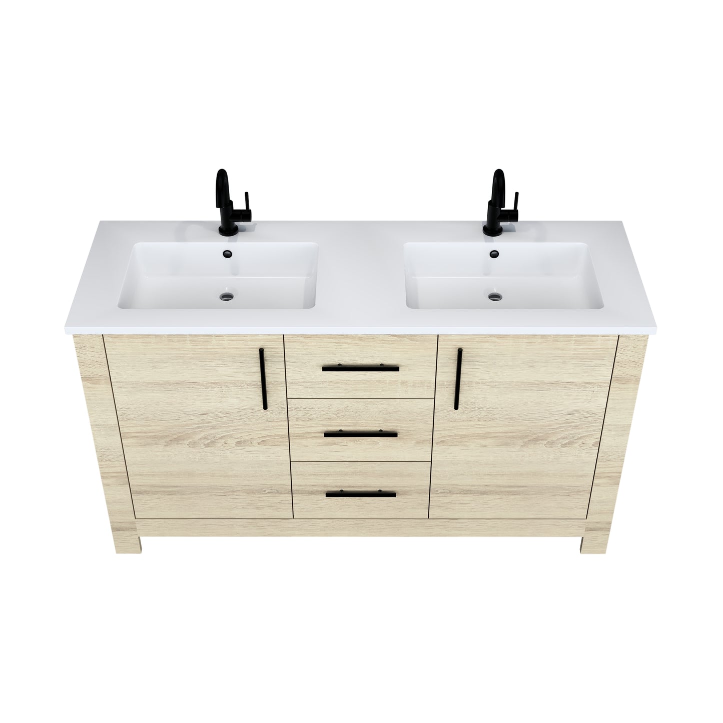 Austin 60" Double Sink Bathroom Vanity with Acrylic integrated counter top