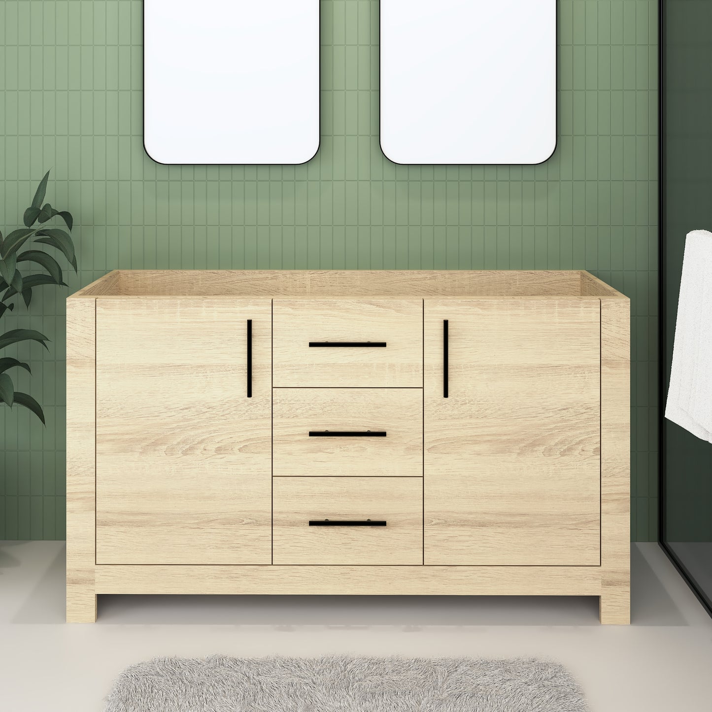 Austin 60" Double Sink Bathroom Vanity Cabinet Only