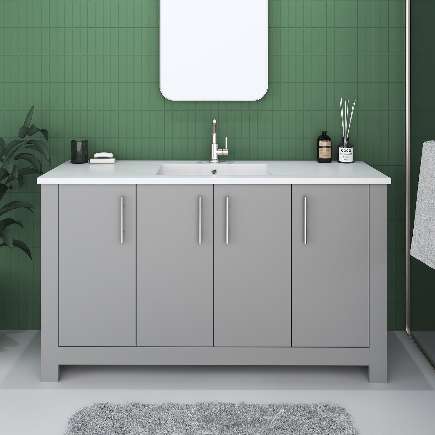 Austin 60" Single Sink Bathroom Vanity with Acrylic integrated counter top