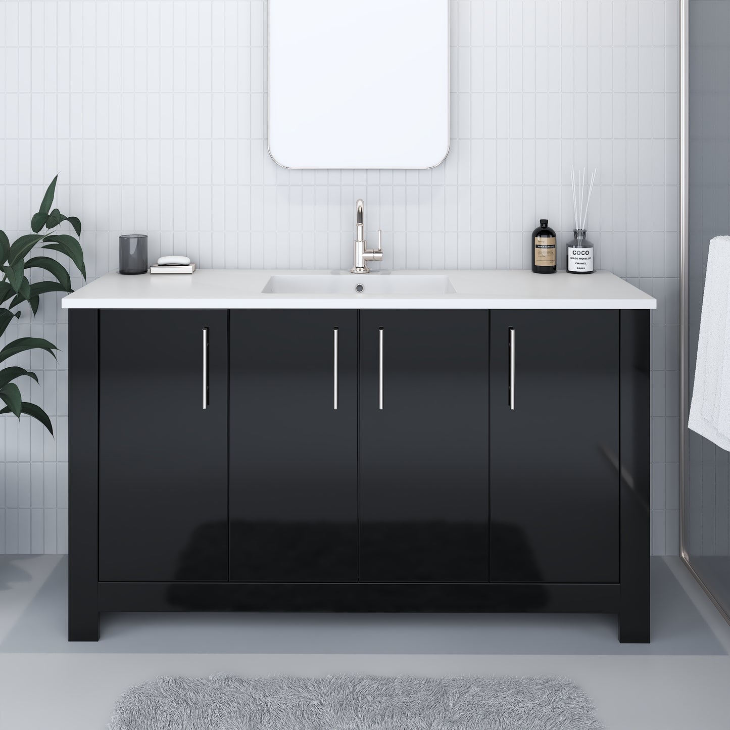 Austin 60" Single Sink Bathroom Vanity with Acrylic integrated counter top