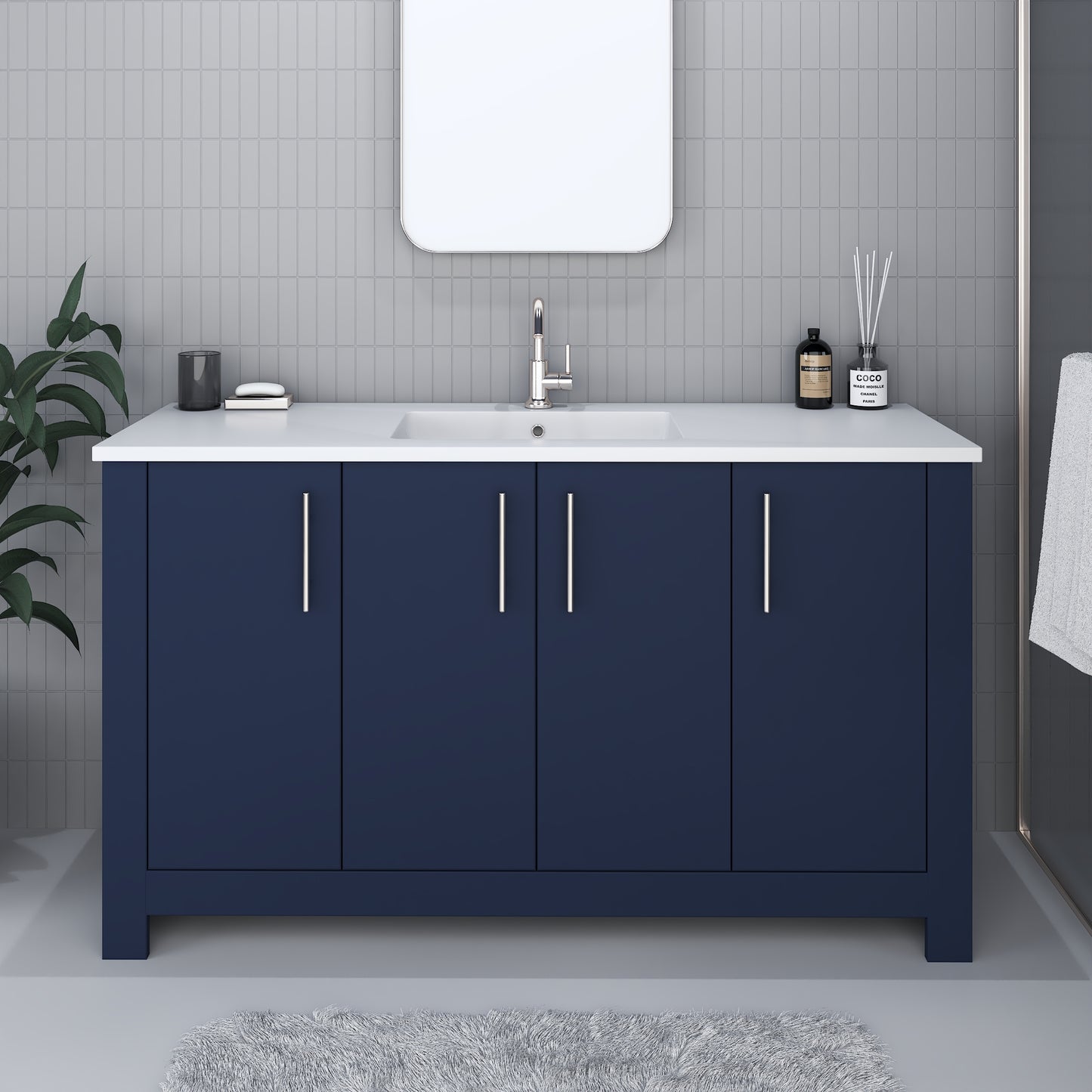 Austin 60" Single Sink Bathroom Vanity with Acrylic integrated counter top