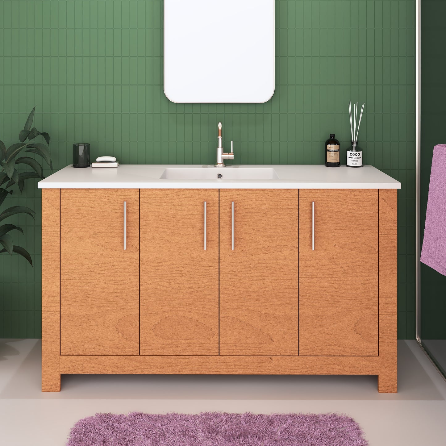 Austin 60" Single Sink Bathroom Vanity with Acrylic integrated counter top