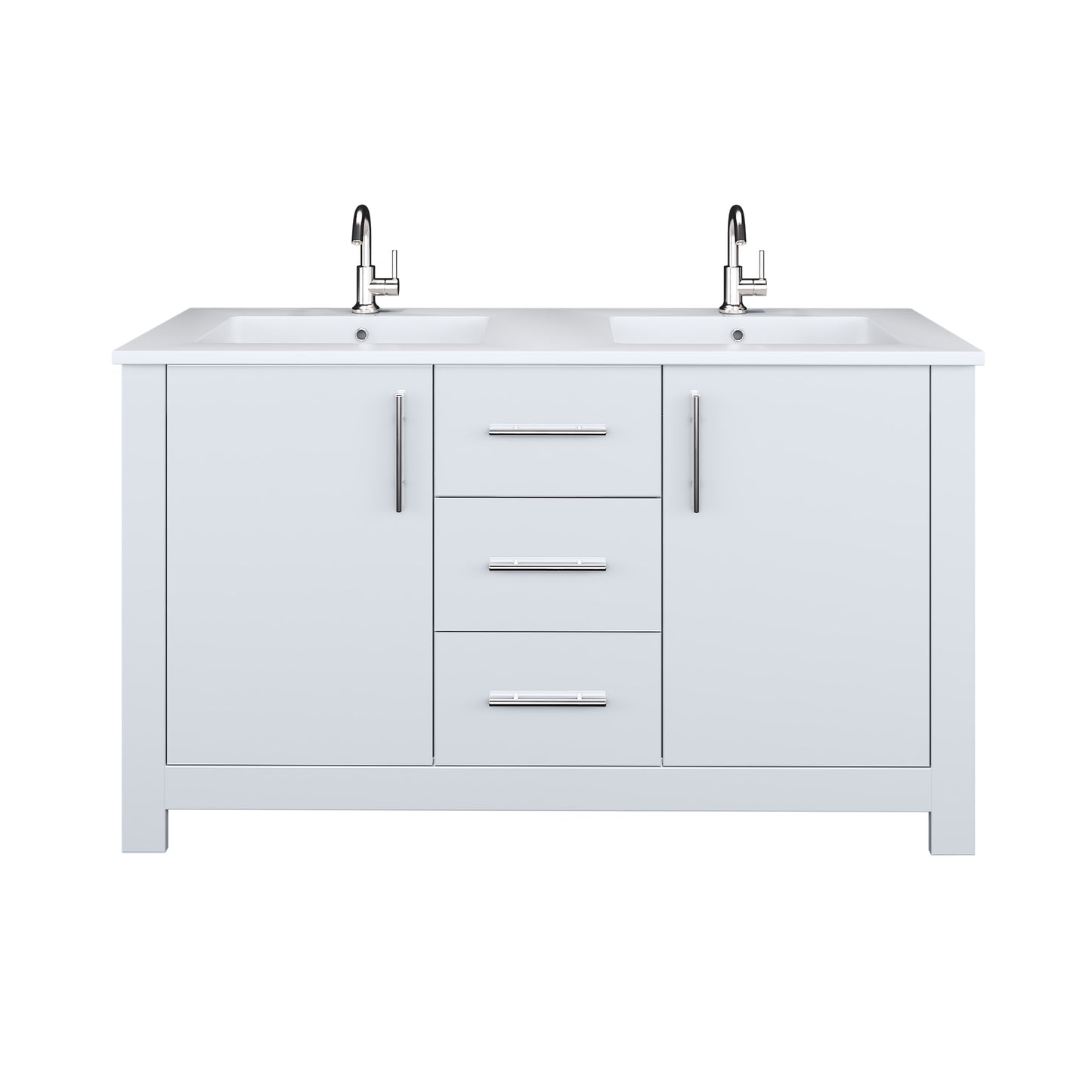 Austin 60" Double Sink Bathroom Vanity with Acrylic integrated counter top