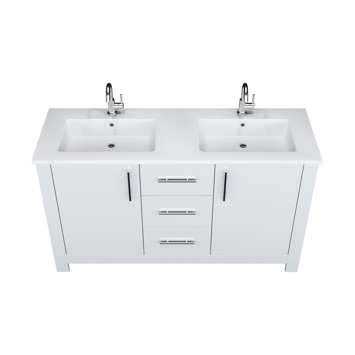 Austin 60" Double Sink Bathroom Vanity with Acrylic integrated counter top