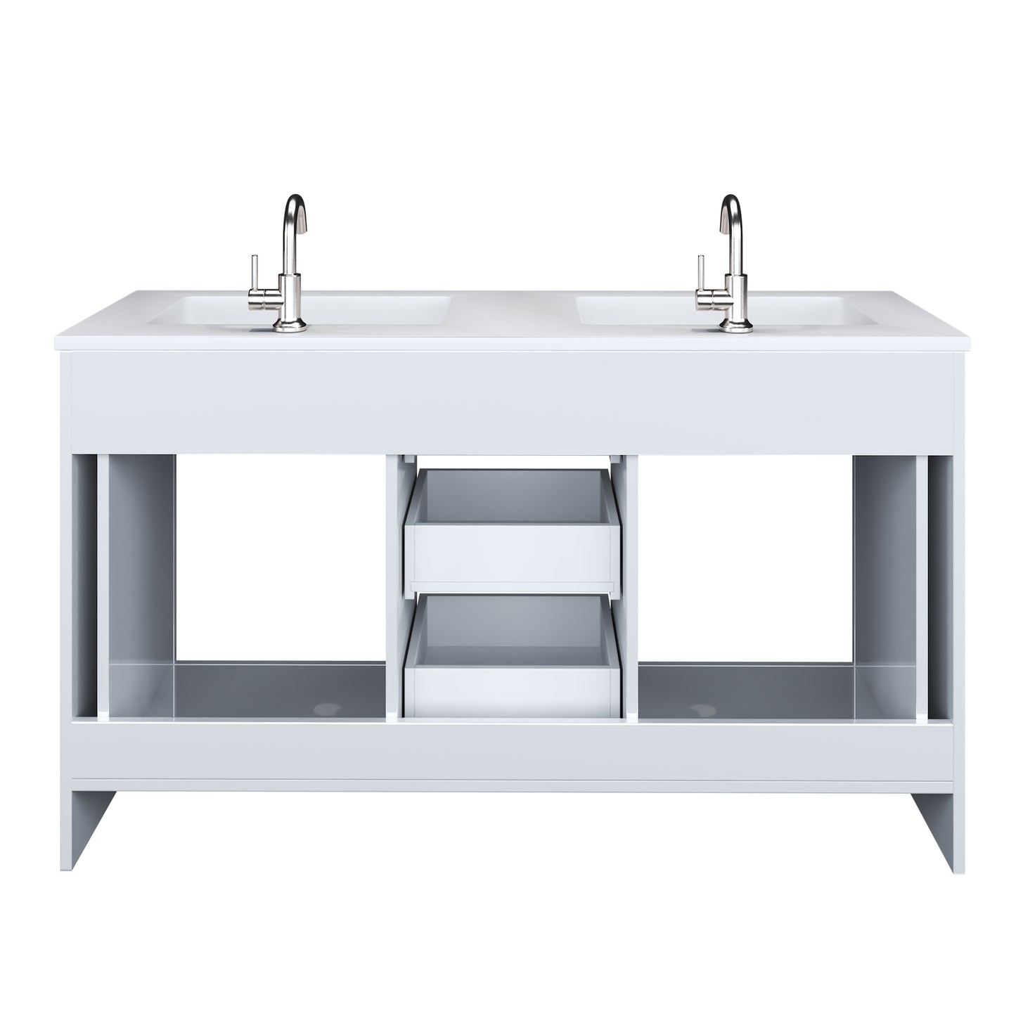 Austin 60" Double Sink Bathroom Vanity with Acrylic integrated counter top