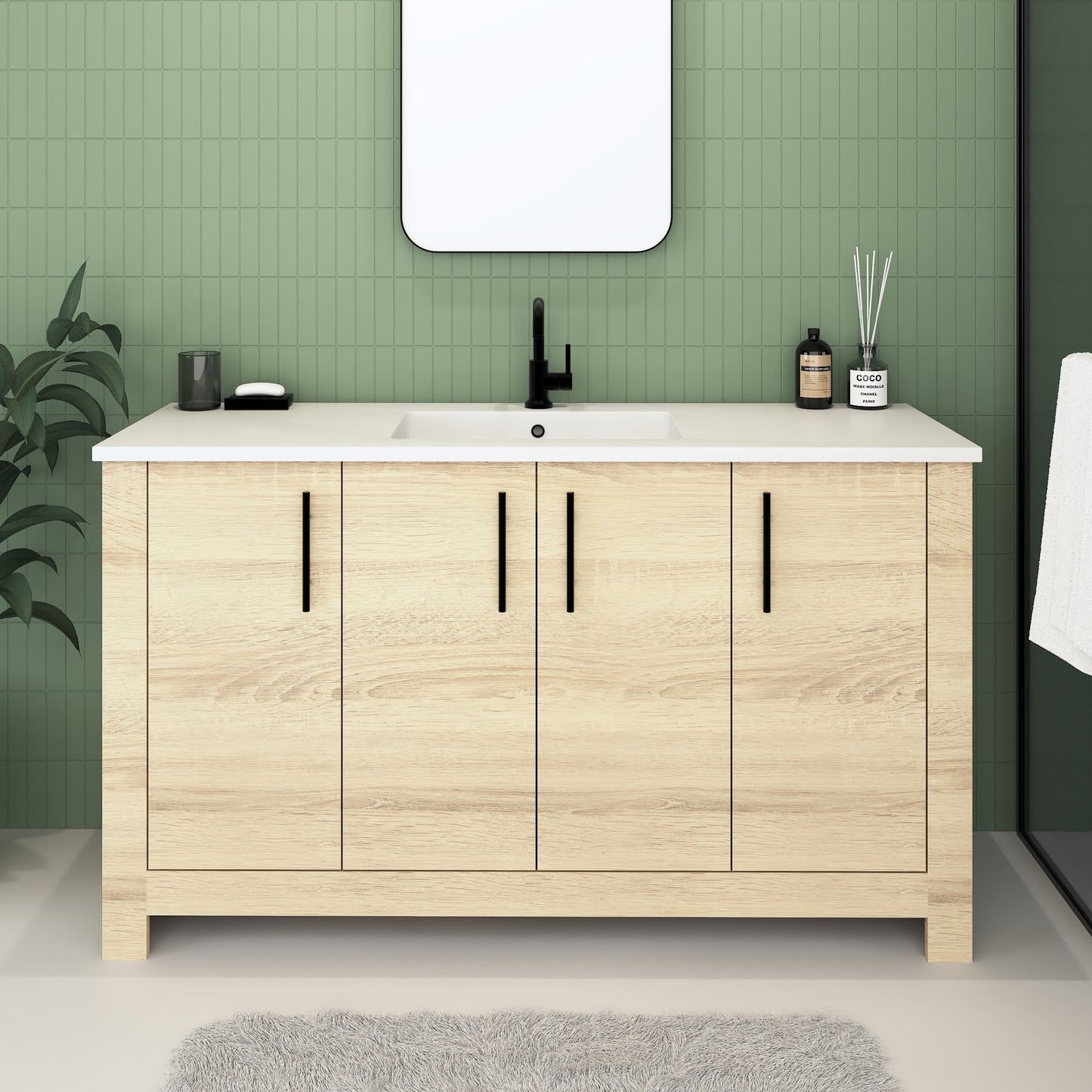 Austin 60" Single Sink Bathroom Vanity with Acrylic integrated counter top