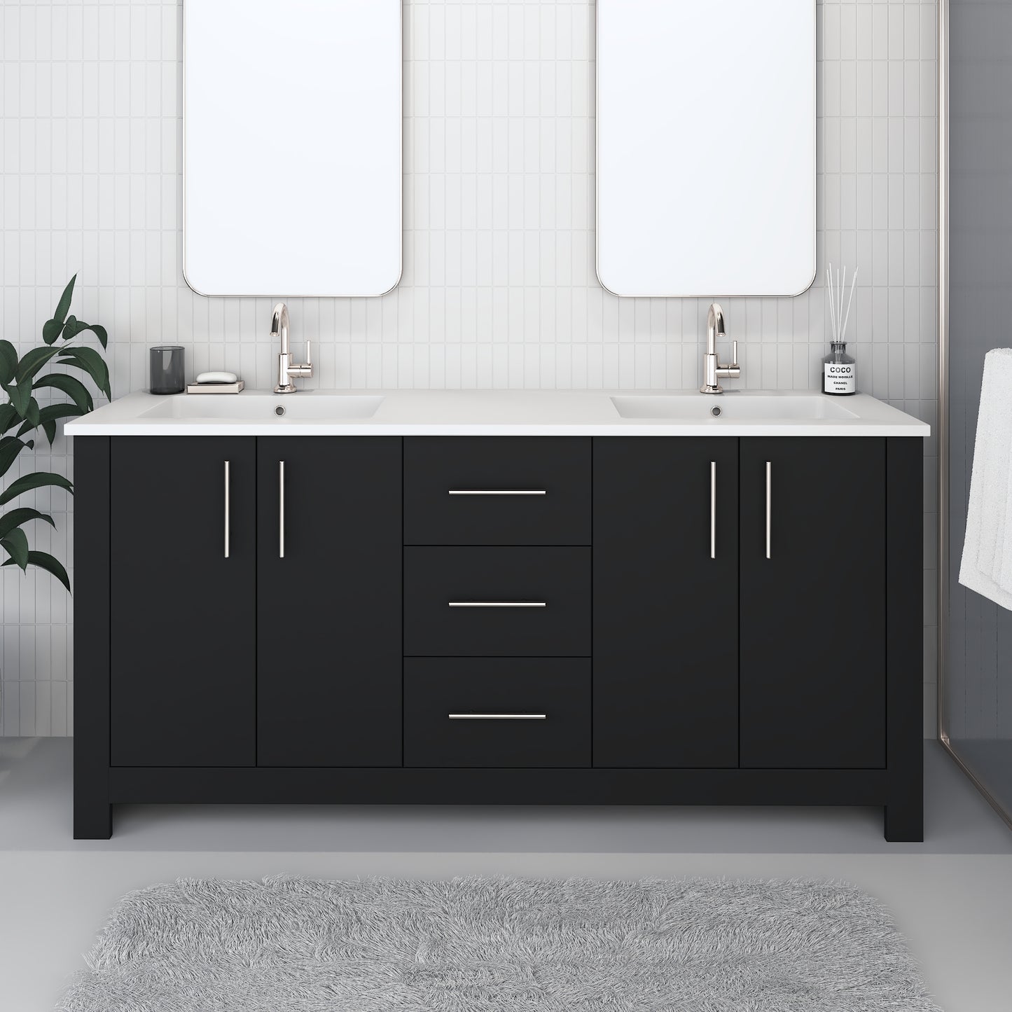 Austin 72" Double Sink Bathroom Vanity with Acrylic integrated counter top