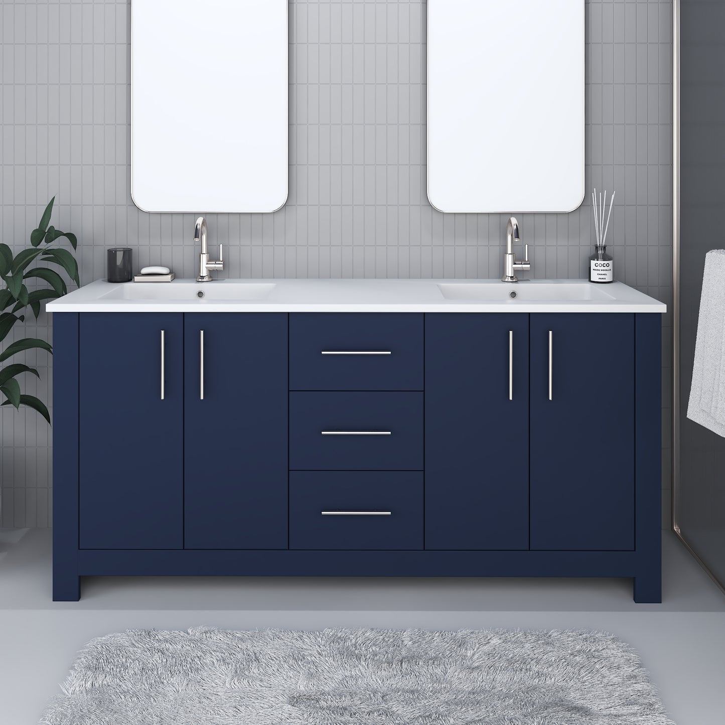 Austin 72" Double Sink Bathroom Vanity with Acrylic integrated counter top