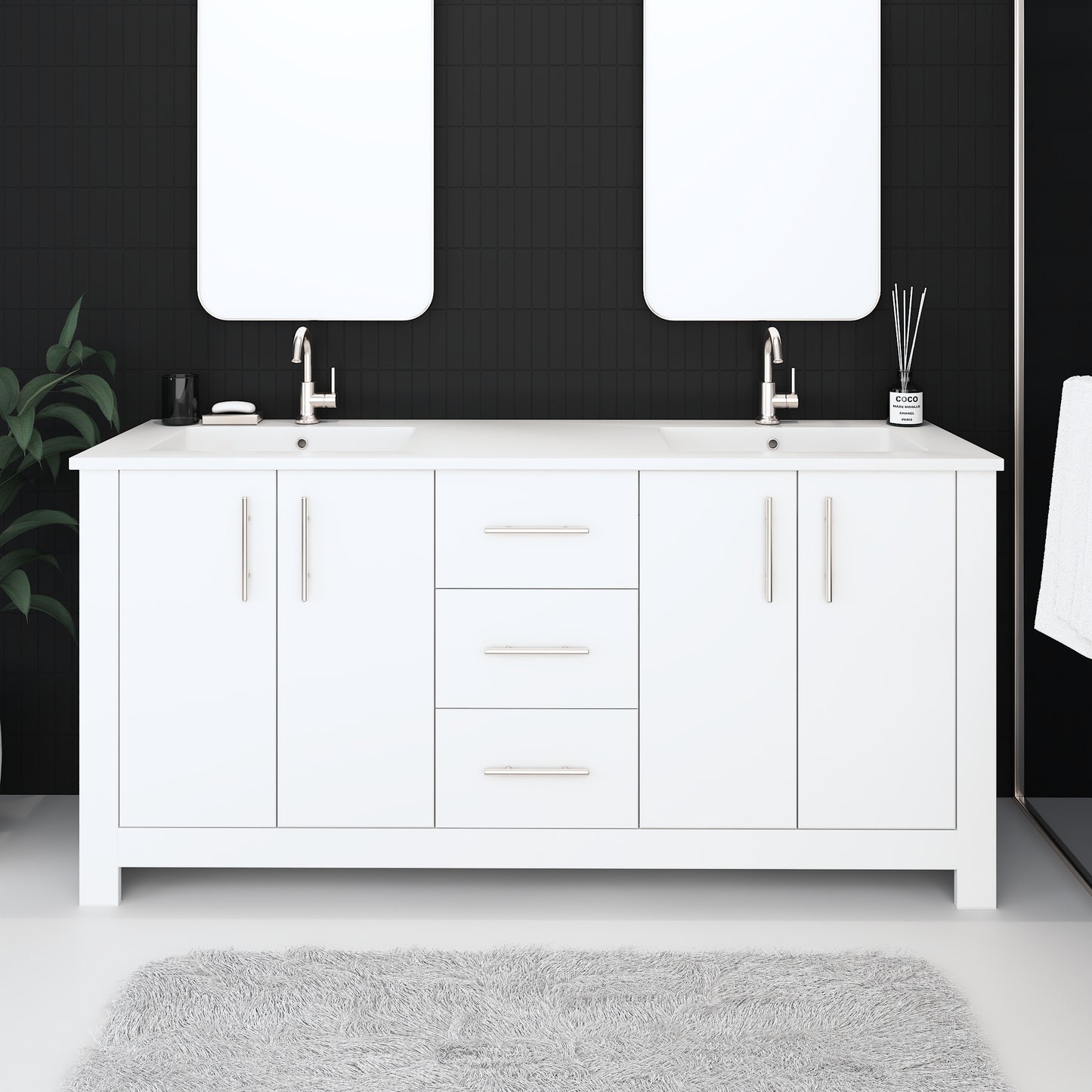 Austin 72" Double Sink Bathroom Vanity with Acrylic integrated counter top