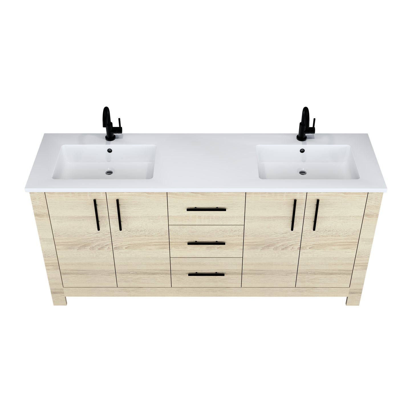 Austin 72" Double Sink Bathroom Vanity with Acrylic integrated counter top