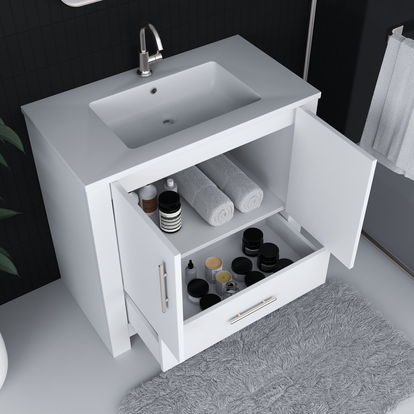 Boston 36" Bathroom Vanity with Acrylic integrated counter top