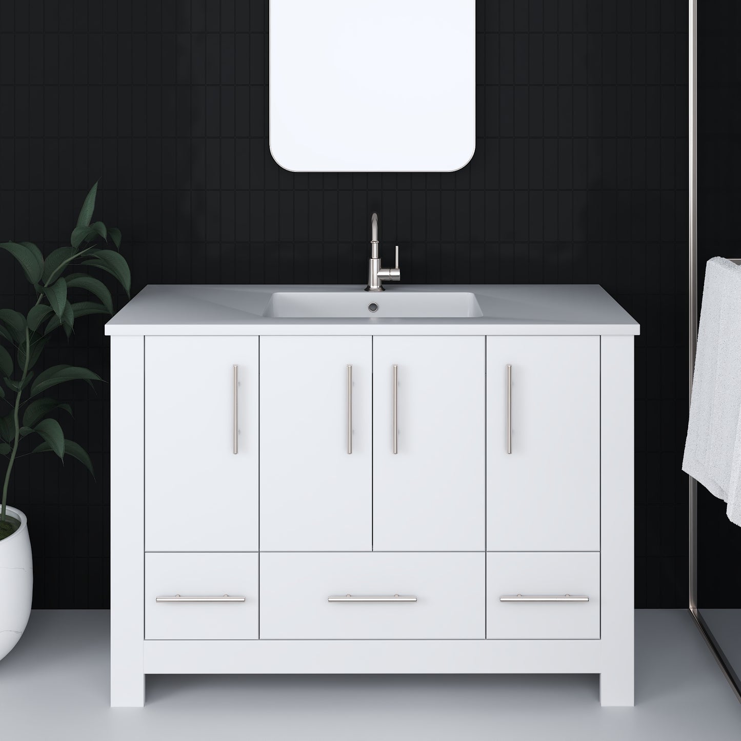 Boston 48" Bathroom Vanity with Acrylic integrated counter top