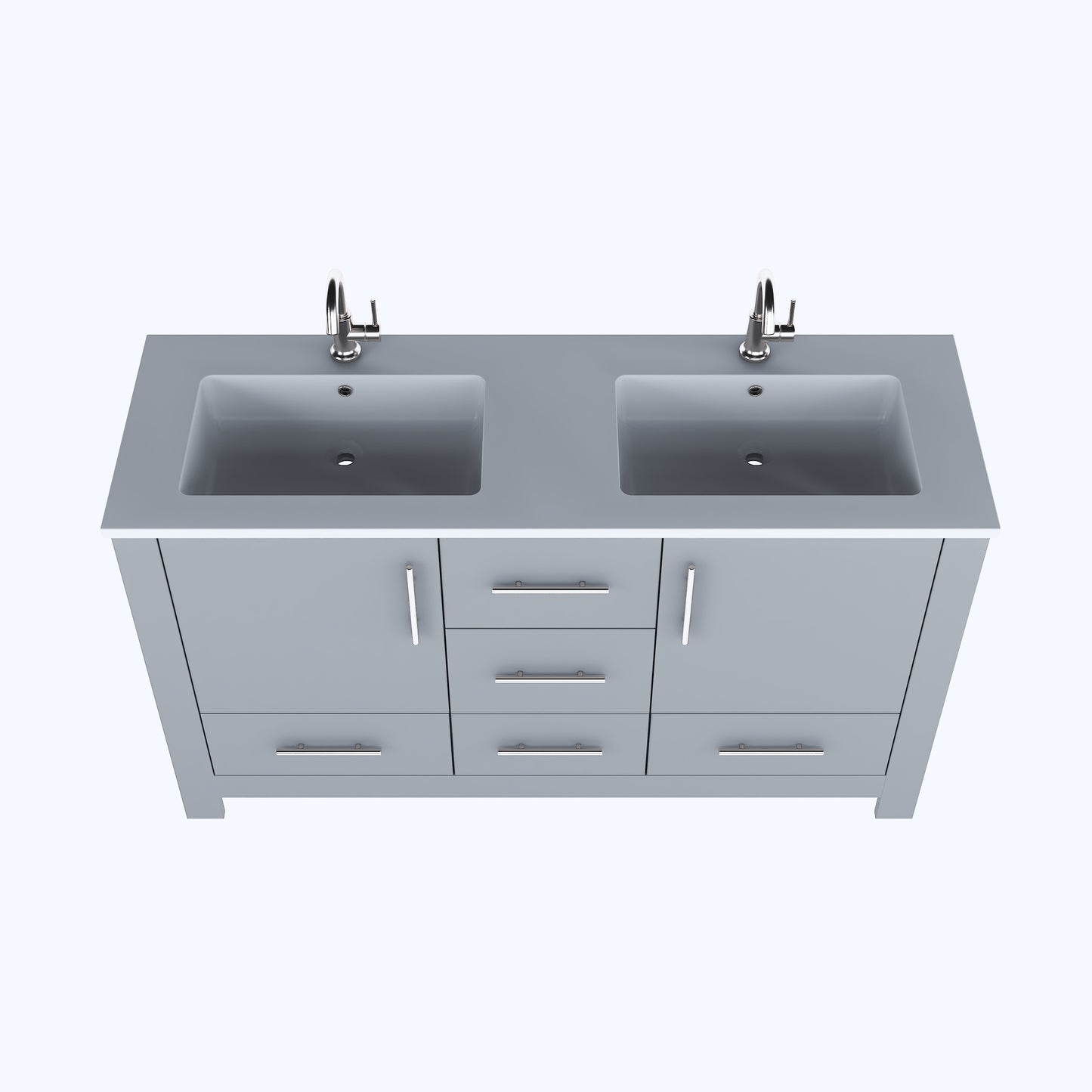 Boston 60" Double Sink Bathroom Vanity with Acrylic integrated counter top