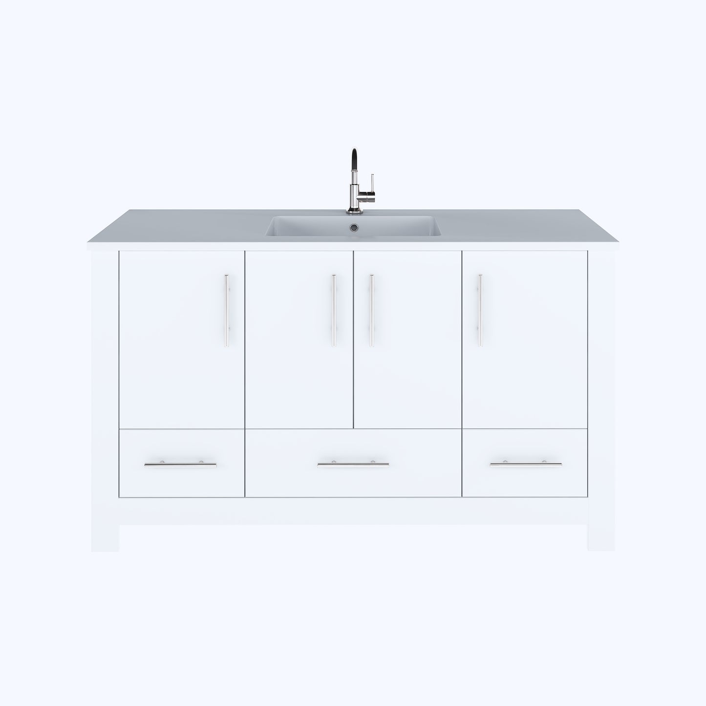 Boston 60" Single Sink Bathroom Vanity with Acrylic integrated counter top