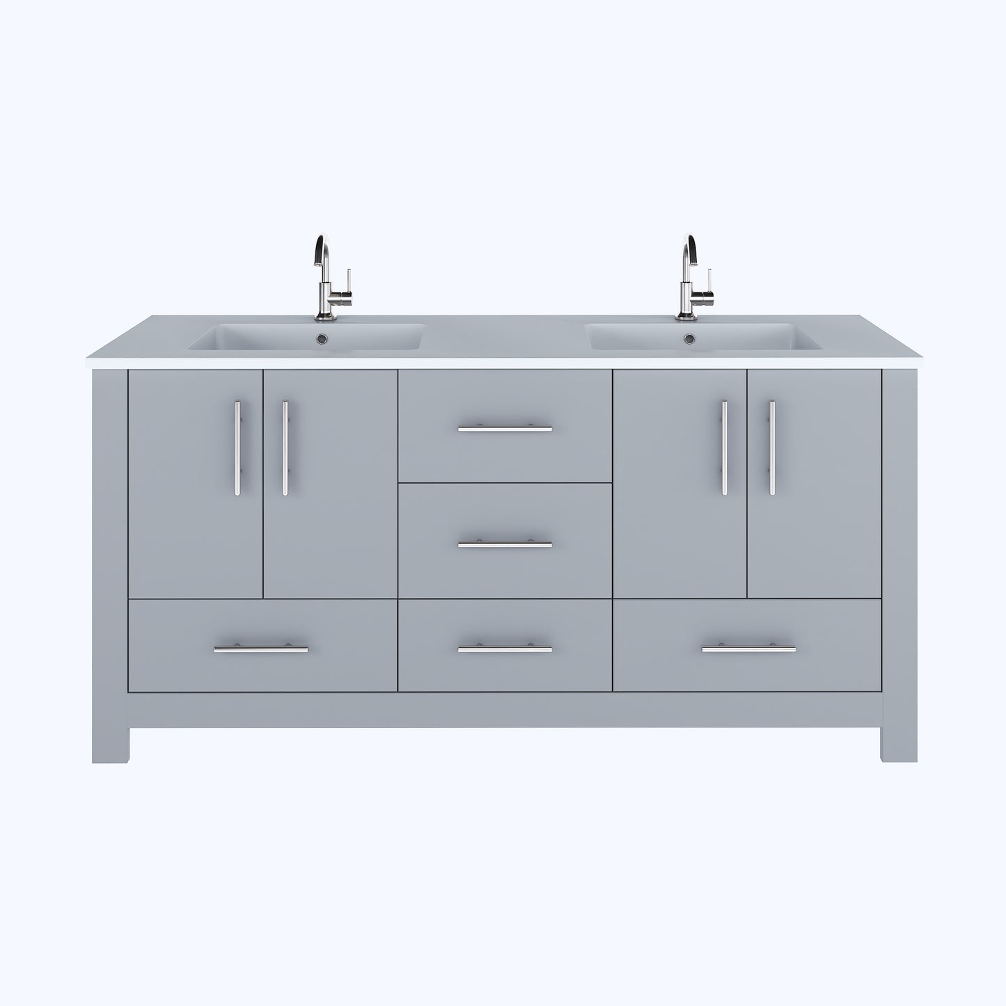 Boston 72" Double Sink Bathroom Vanity with Acrylic integrated counter top