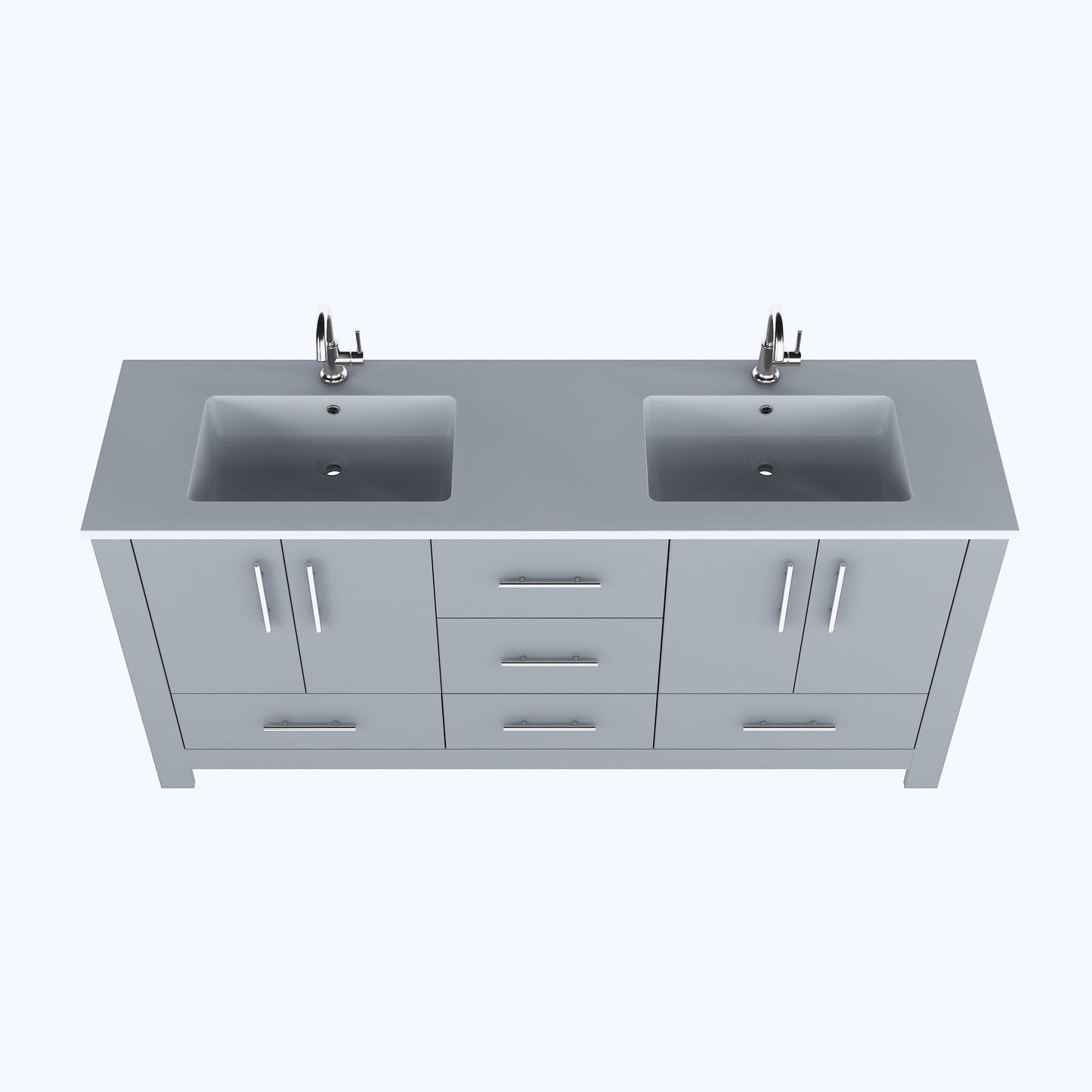 Boston 72" Double Sink Bathroom Vanity with Acrylic integrated counter top