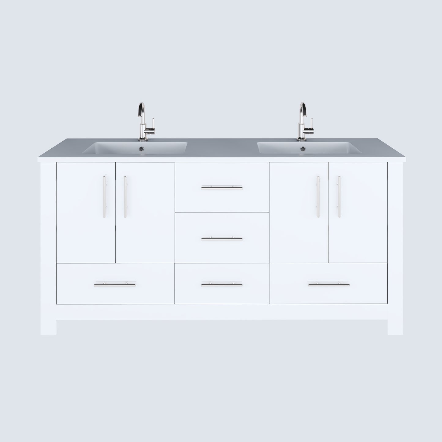 Boston 72" Double Sink Bathroom Vanity with Acrylic integrated counter top