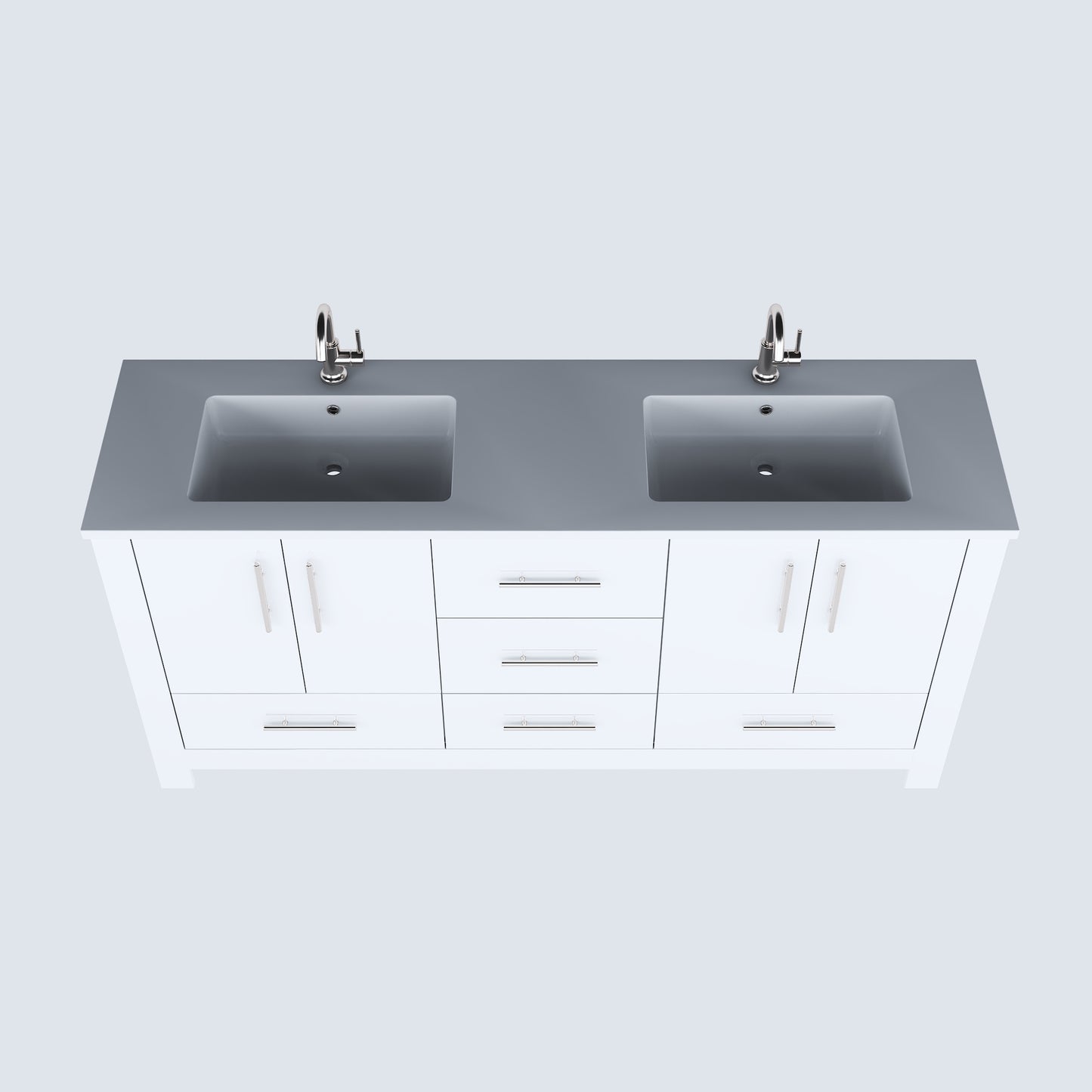 Boston 72" Double Sink Bathroom Vanity with Acrylic integrated counter top