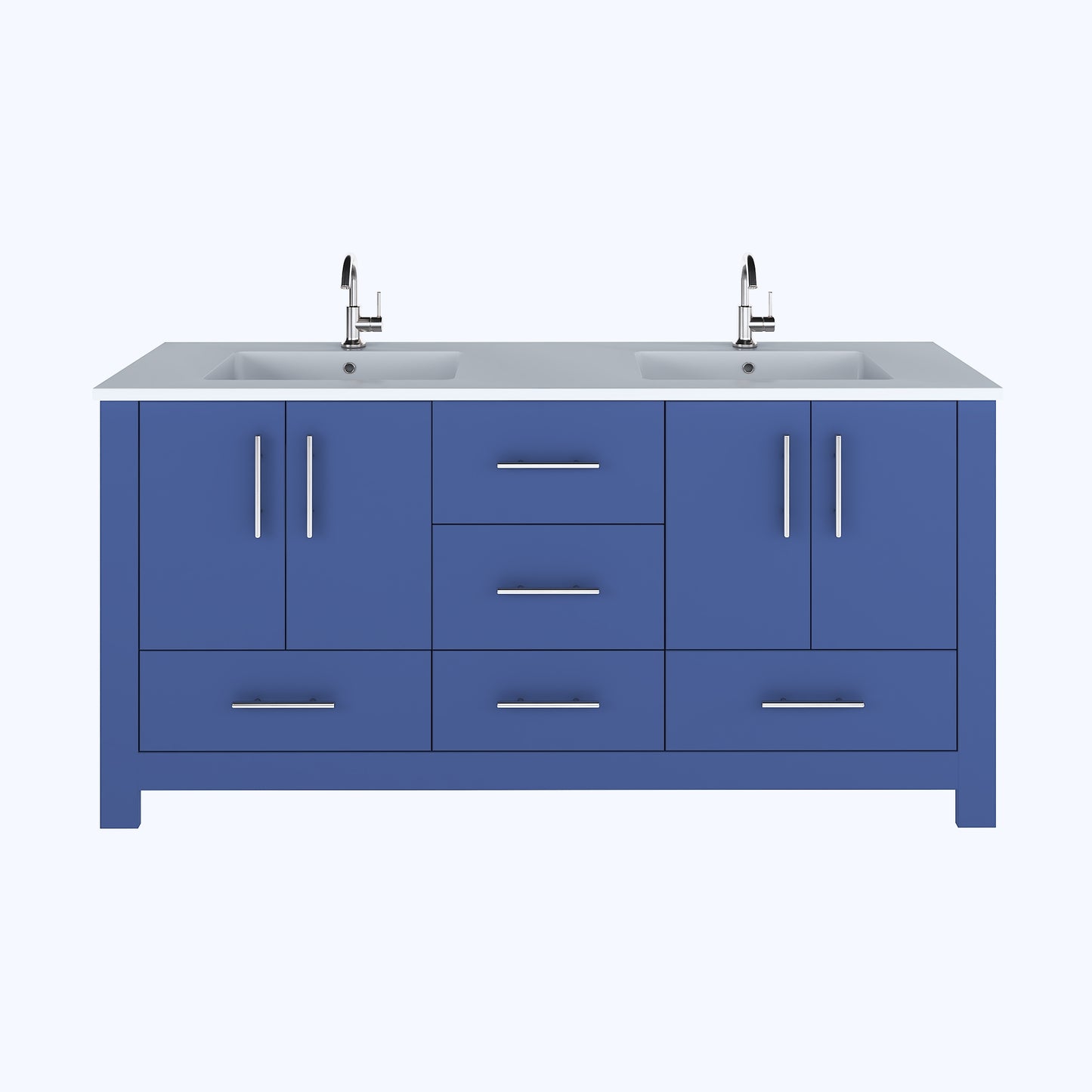 Boston 72" Double Sink Bathroom Vanity with Acrylic integrated counter top