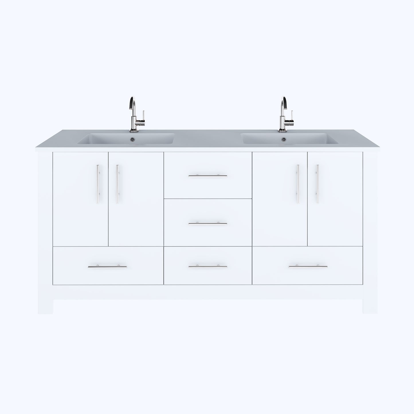 Boston 72" Double Sink Bathroom Vanity with Acrylic integrated counter top