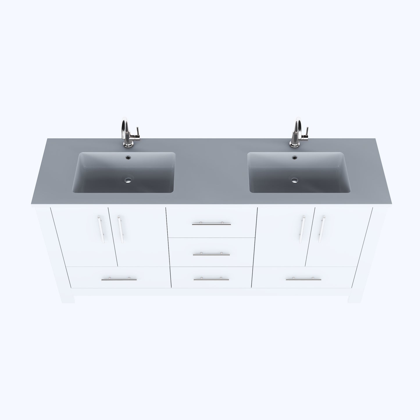 Boston 72" Double Sink Bathroom Vanity with Acrylic integrated counter top