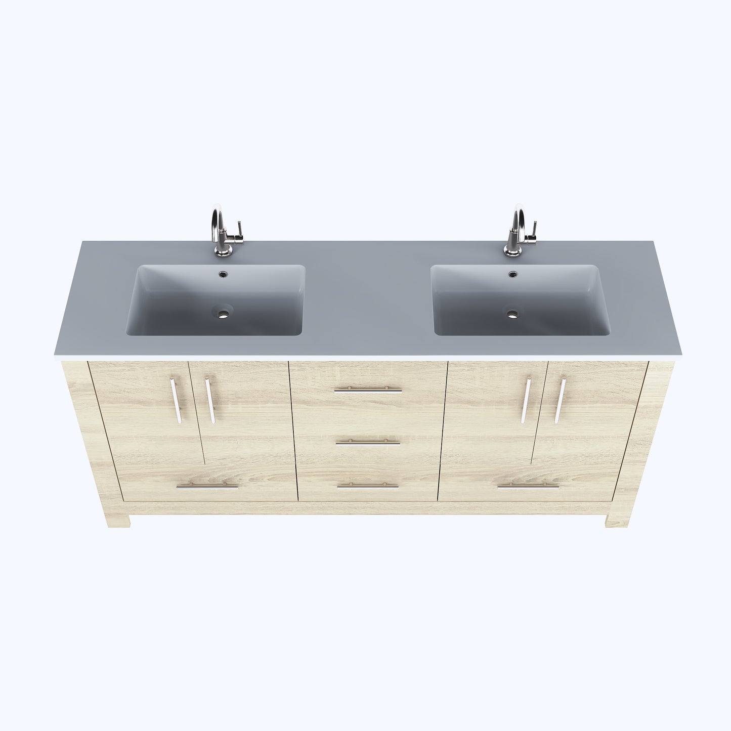 Boston 72" Double Sink Bathroom Vanity with Acrylic integrated counter top