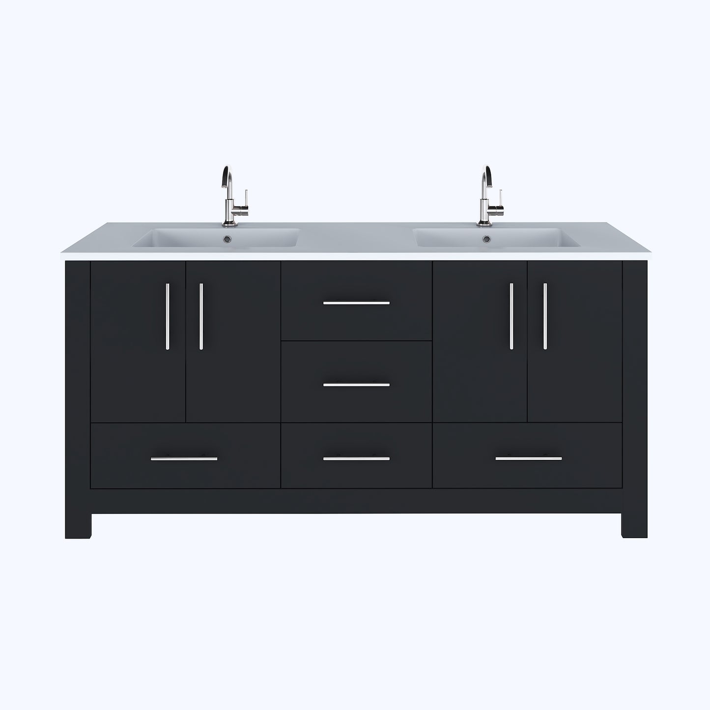 Boston 72" Double Sink Bathroom Vanity with Acrylic integrated counter top