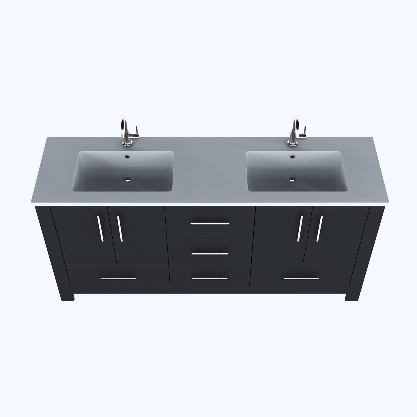 Boston 72" Double Sink Bathroom Vanity with Acrylic integrated counter top