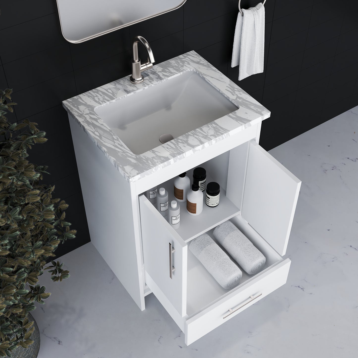 Capri 24" Bathroom Vanity with integrated counter top