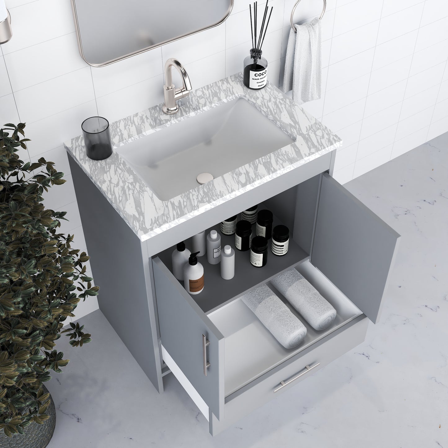 Capri 30" Bathroom Vanity with integrated counter top