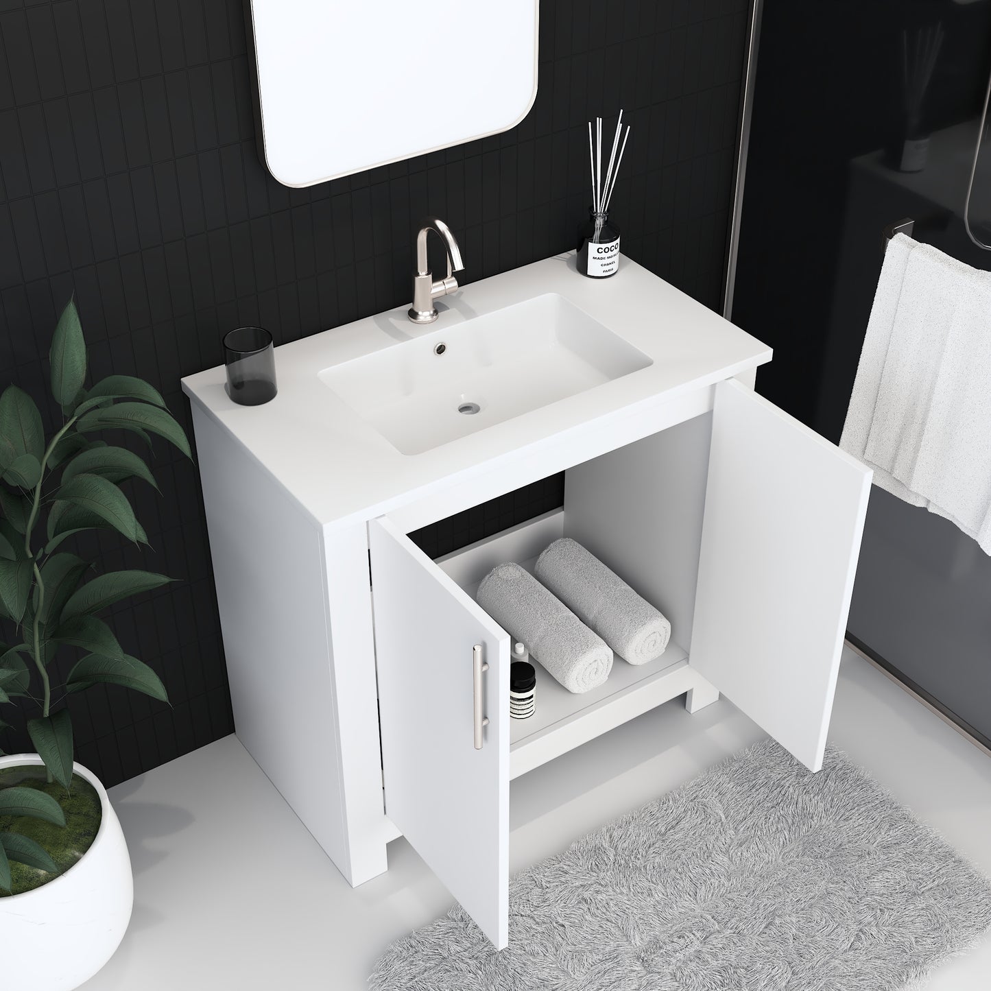 Austin 36" Bathroom Vanity with Acrylic integrated counter top