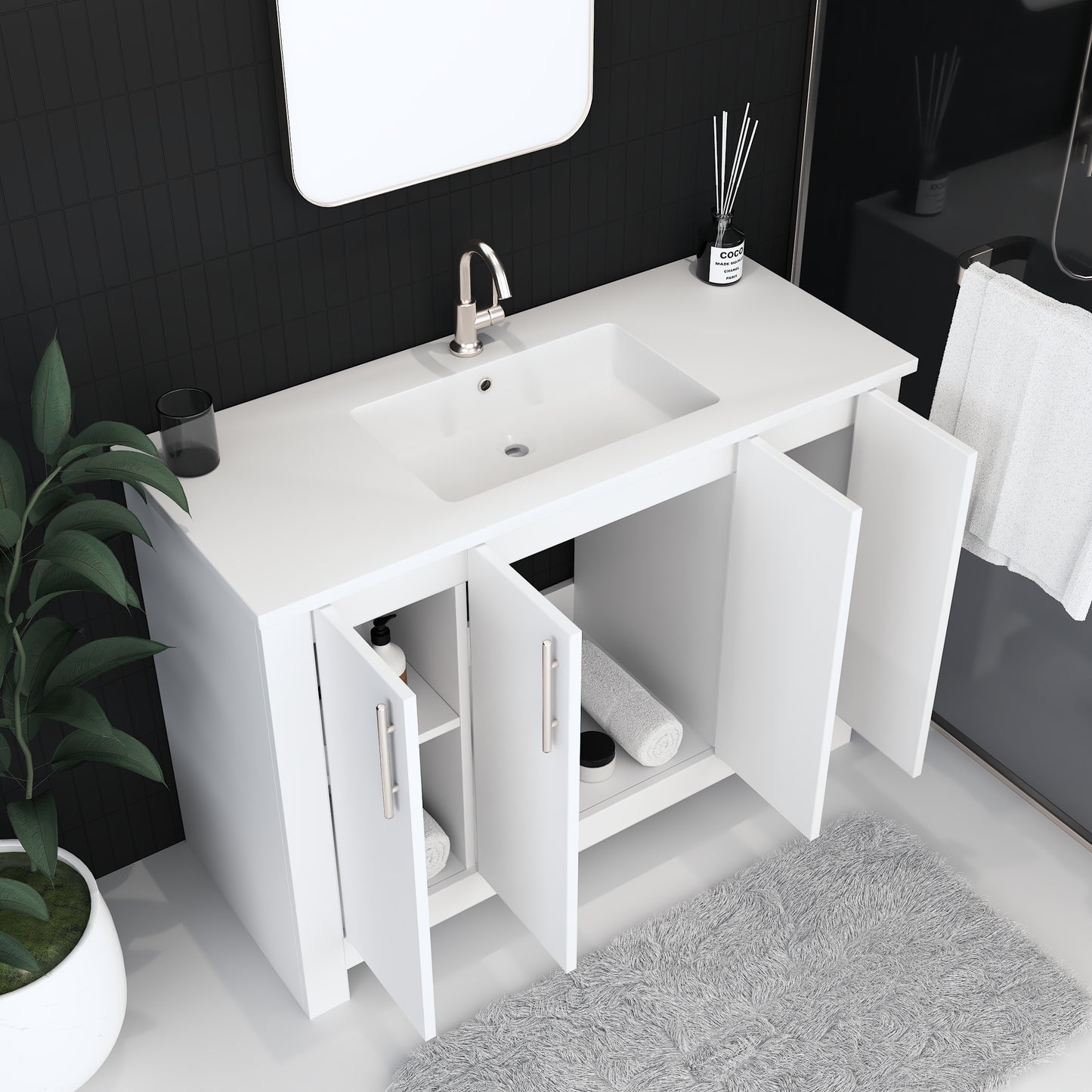 Austin 48" Bathroom Vanity with Acrylic integrated counter top