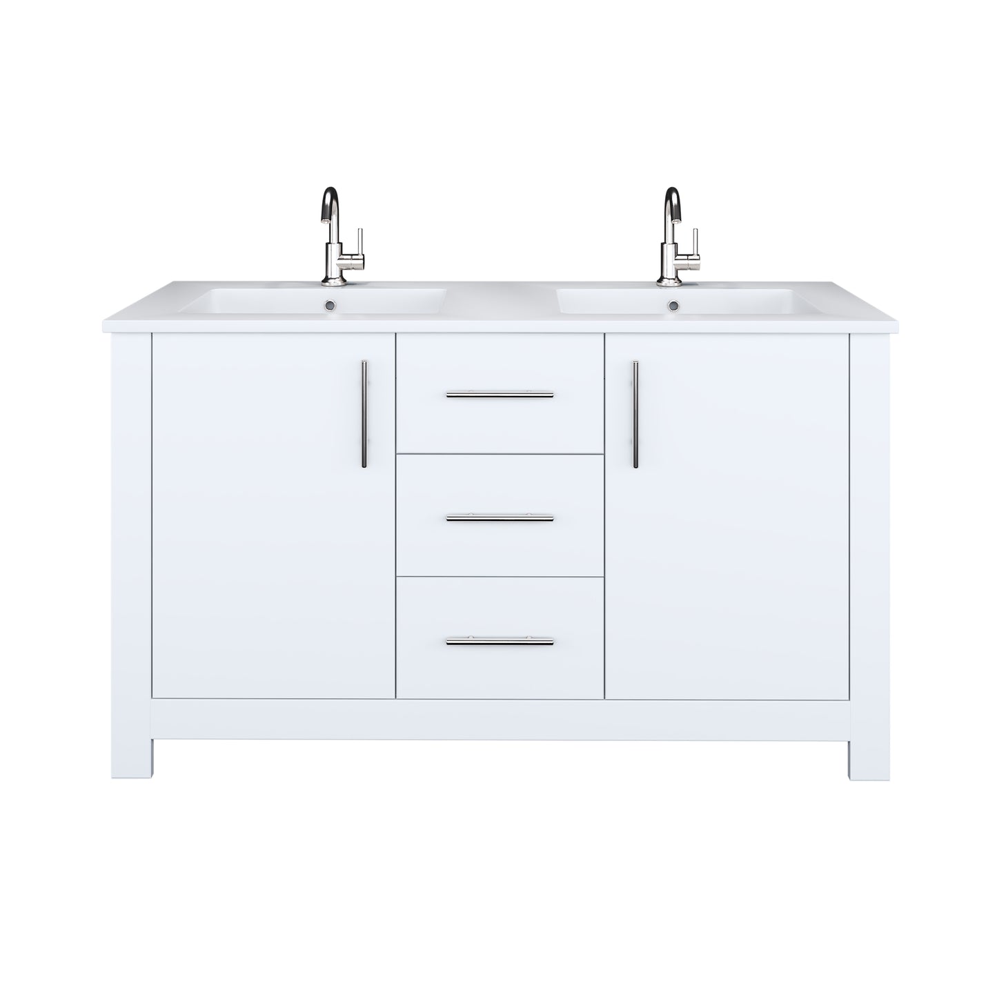 Austin 60" Double Sink Bathroom Vanity with Acrylic integrated counter top