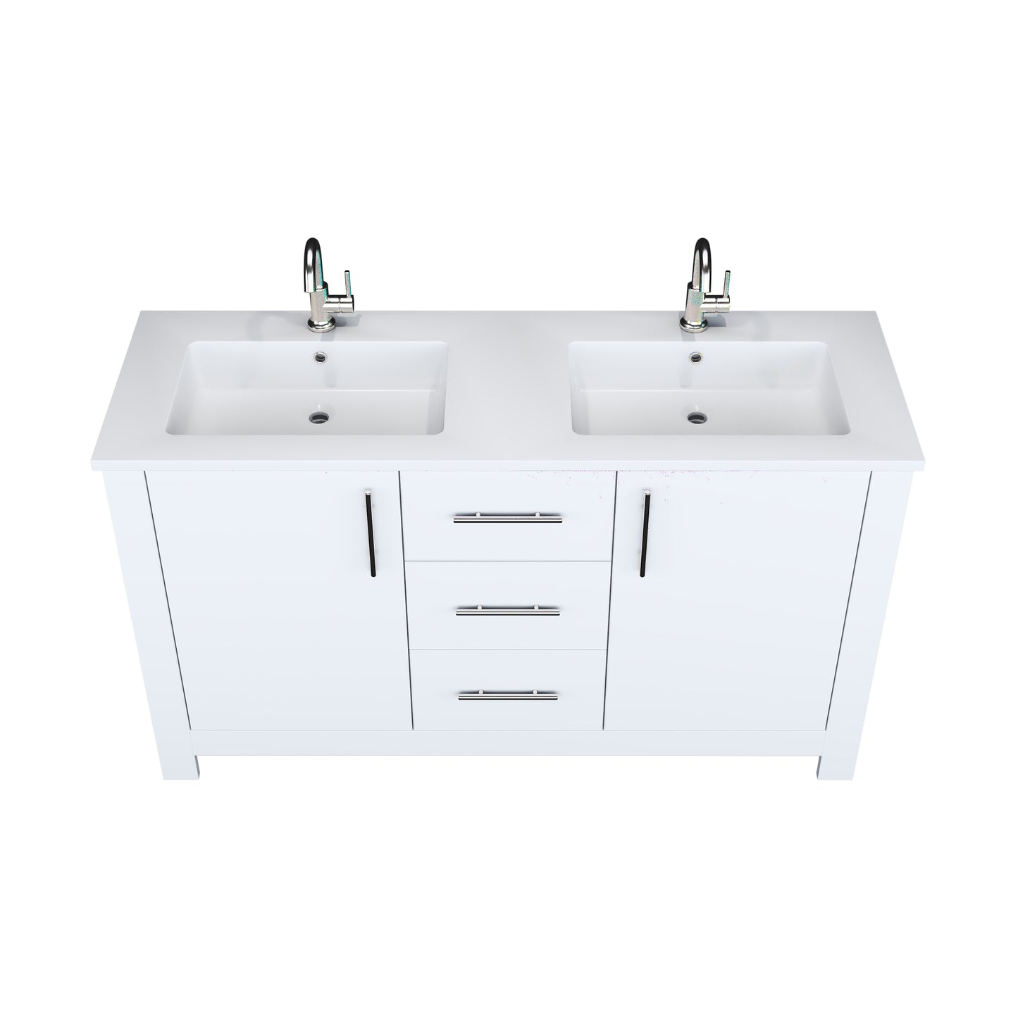 Austin 60" Double Sink Bathroom Vanity with Acrylic integrated counter top