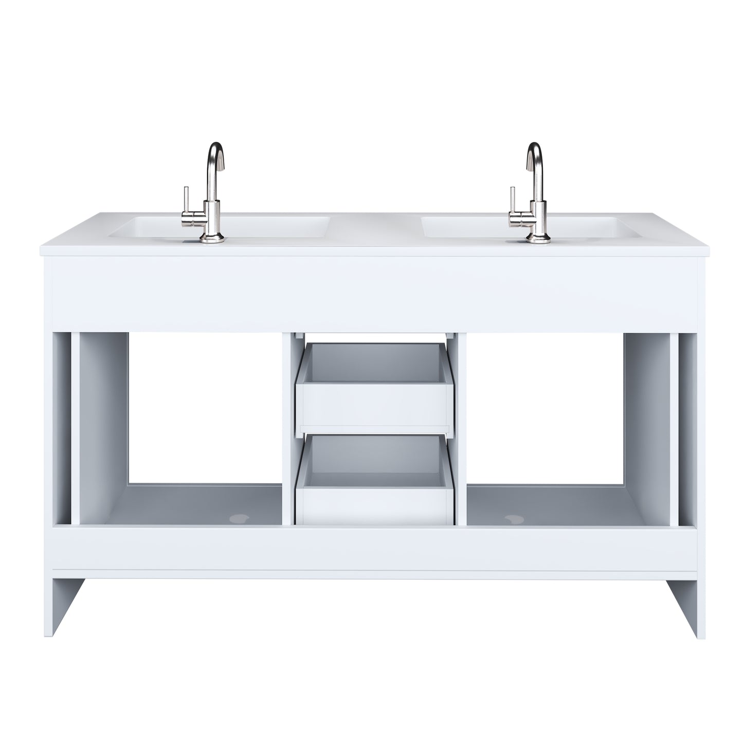 Austin 60" Double Sink Bathroom Vanity with Acrylic integrated counter top