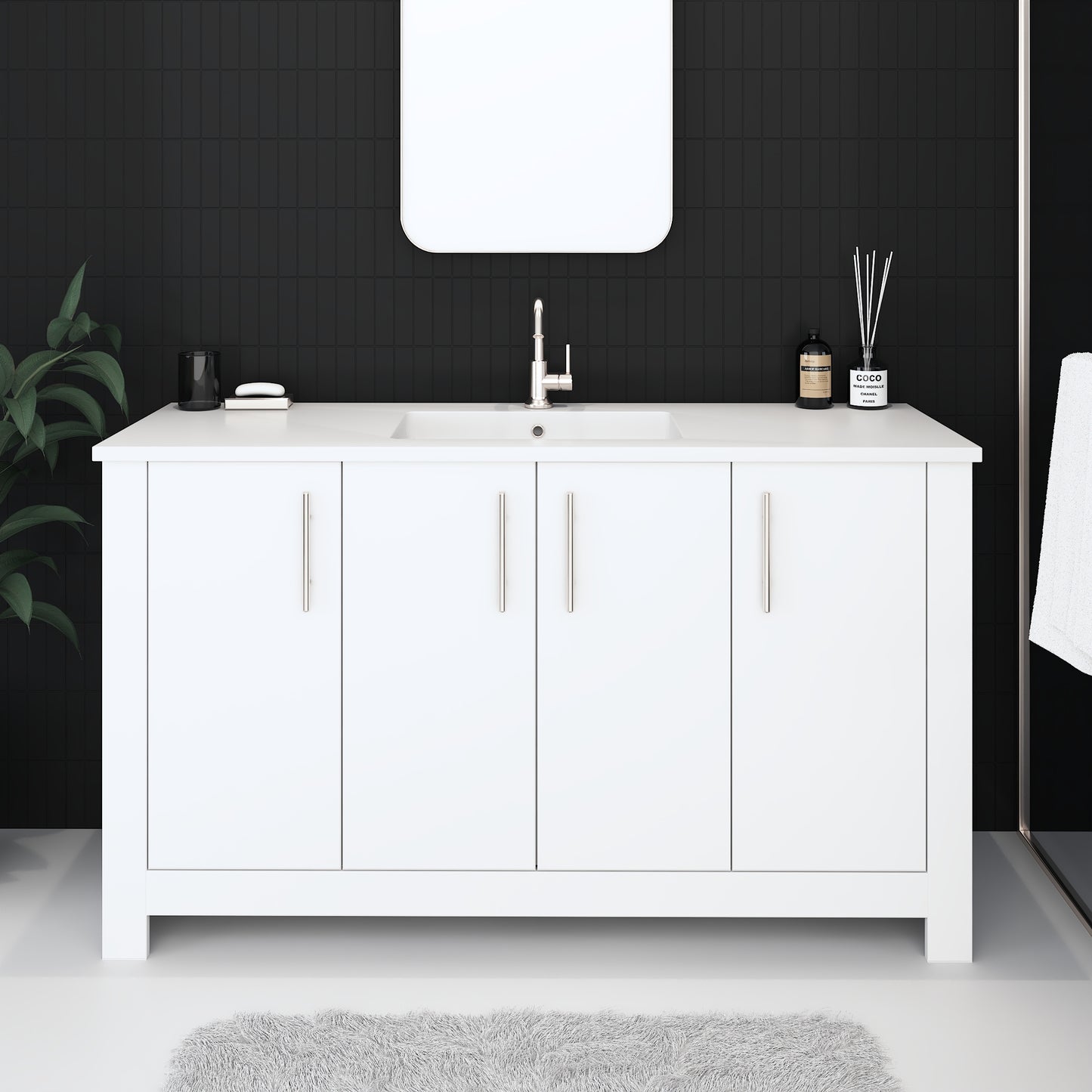 Austin 60" Single Sink Bathroom Vanity with Acrylic integrated counter top