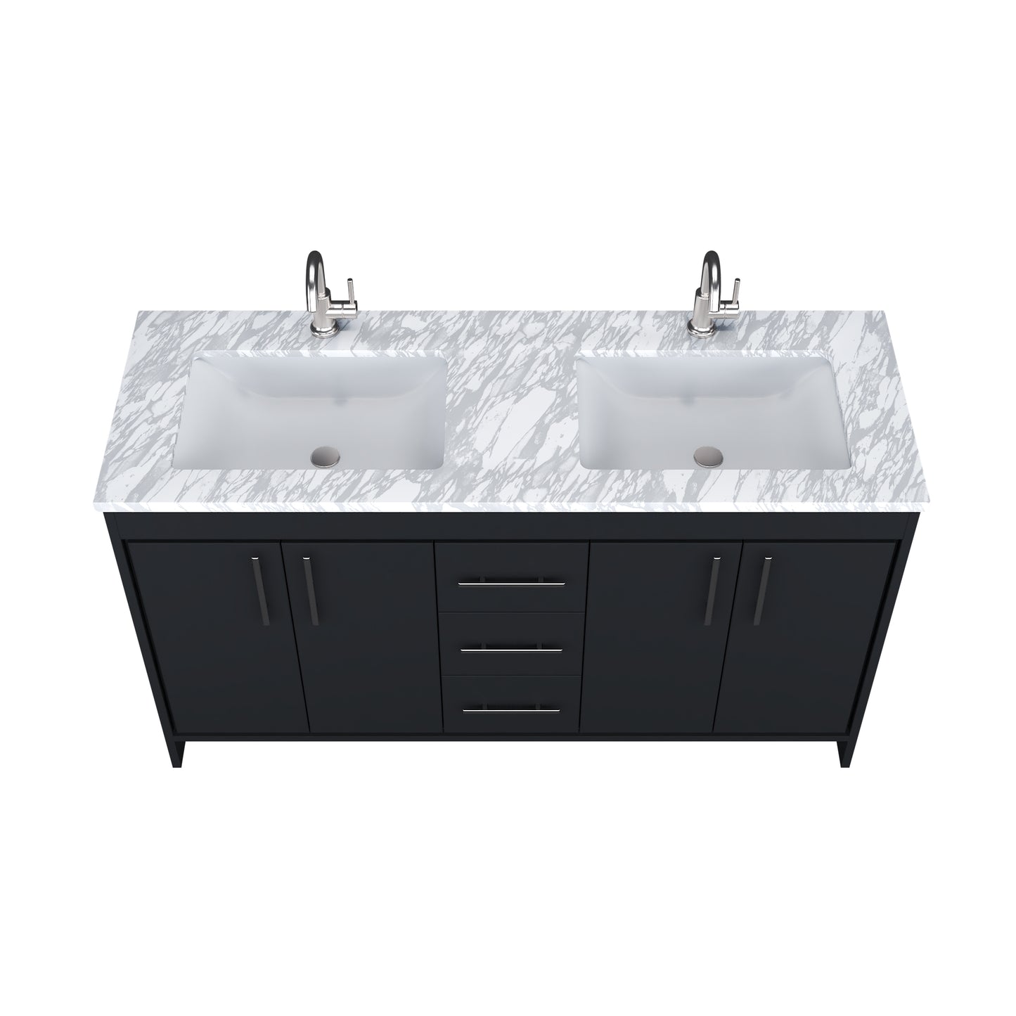 Capri 60" Double Sink Bathroom Vanity with integrated counter top