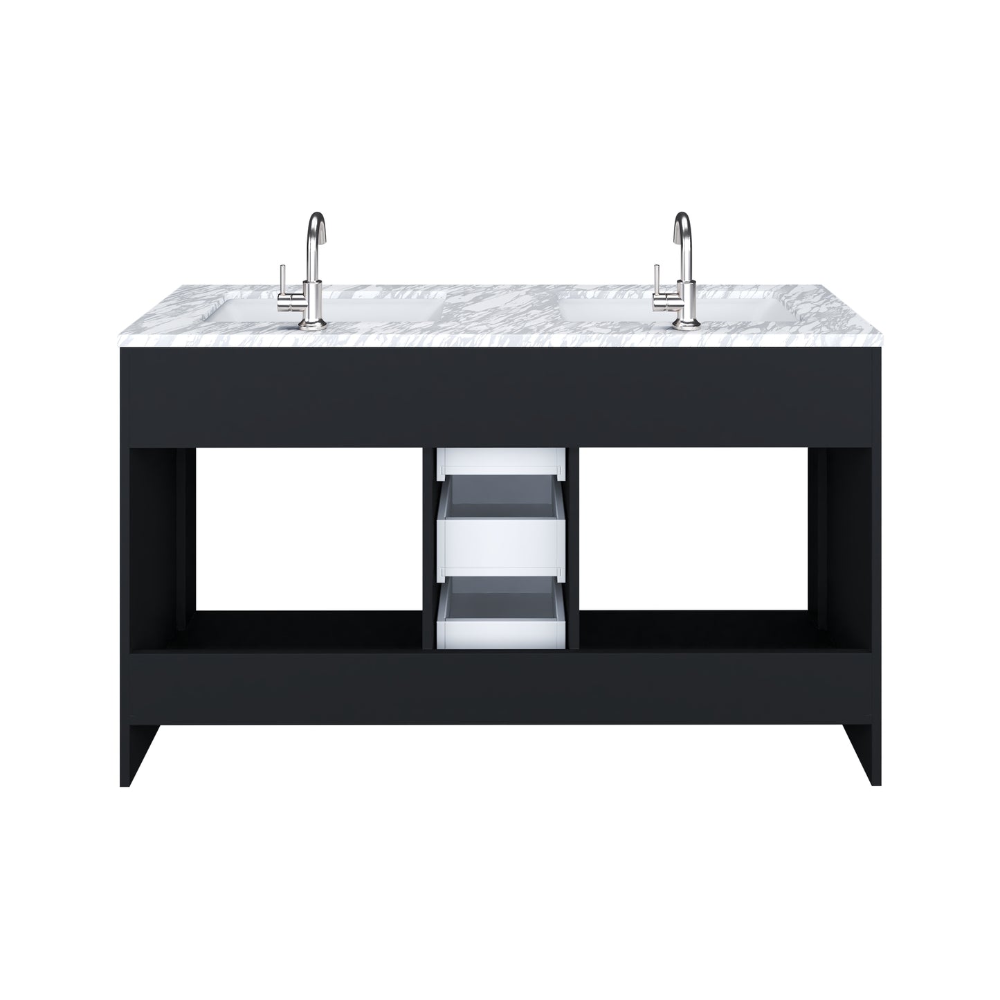 Capri 60" Double Sink Bathroom Vanity with integrated counter top