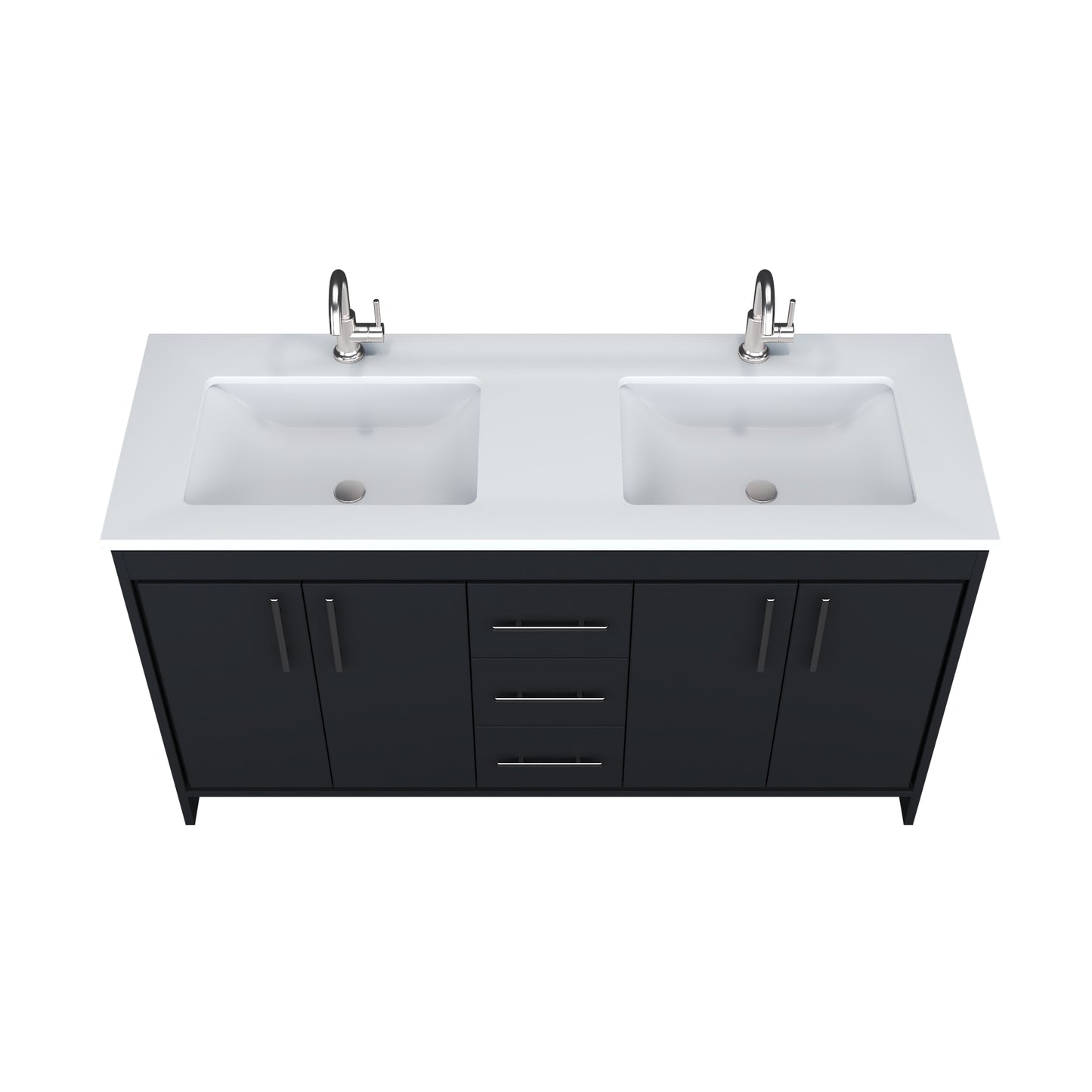 Capri 60" Double Sink Bathroom Vanity with integrated counter top