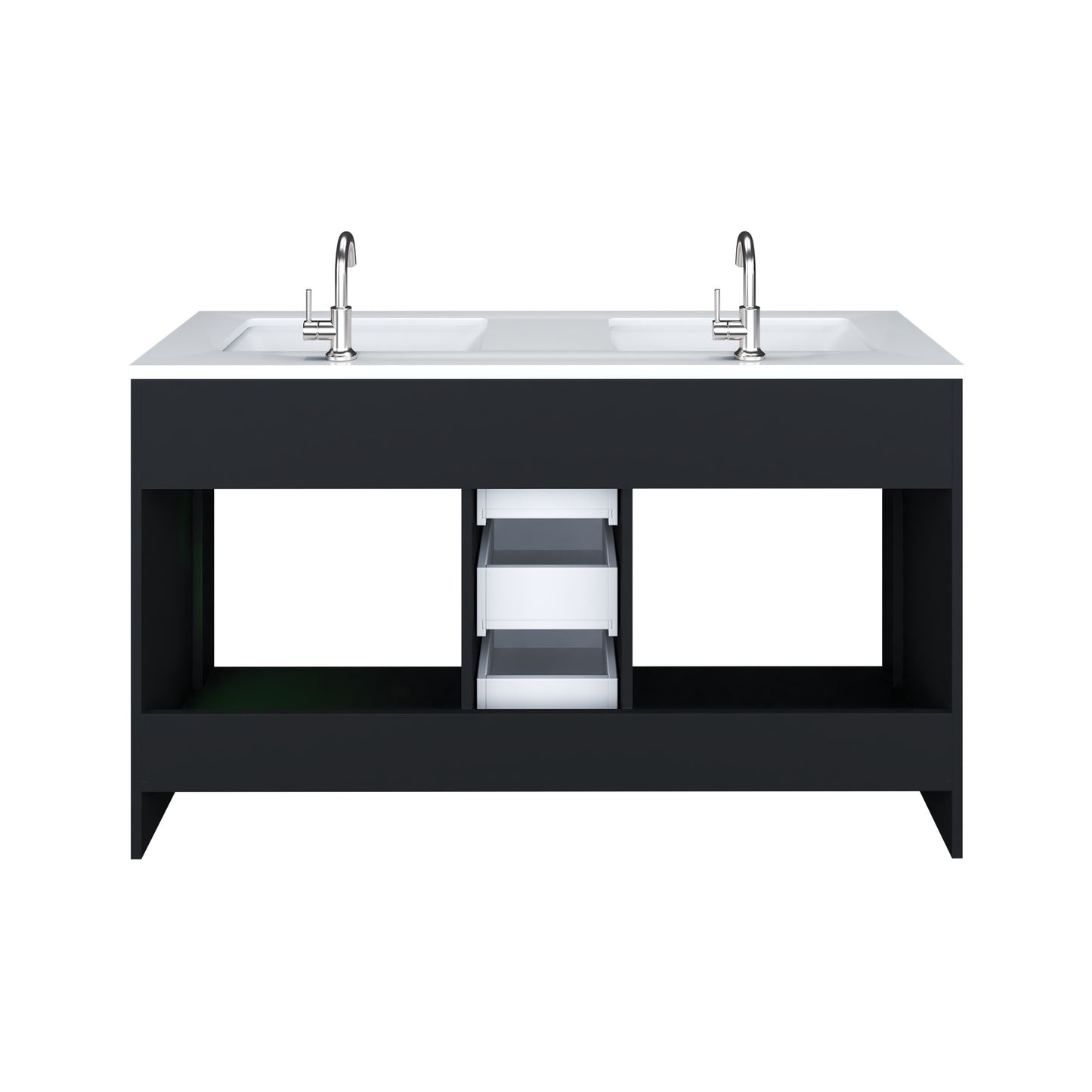 Capri 60" Double Sink Bathroom Vanity with integrated counter top