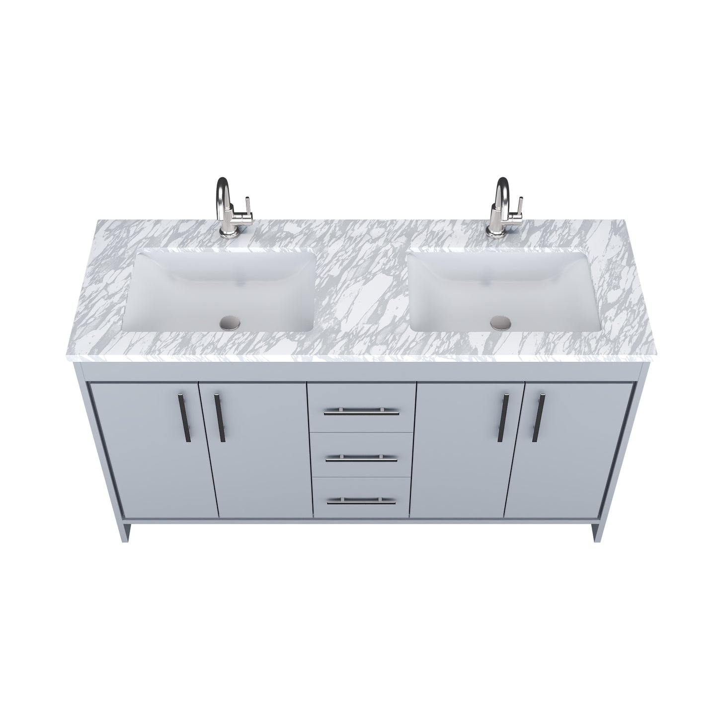 Capri 60" Double Sink Bathroom Vanity with integrated counter top