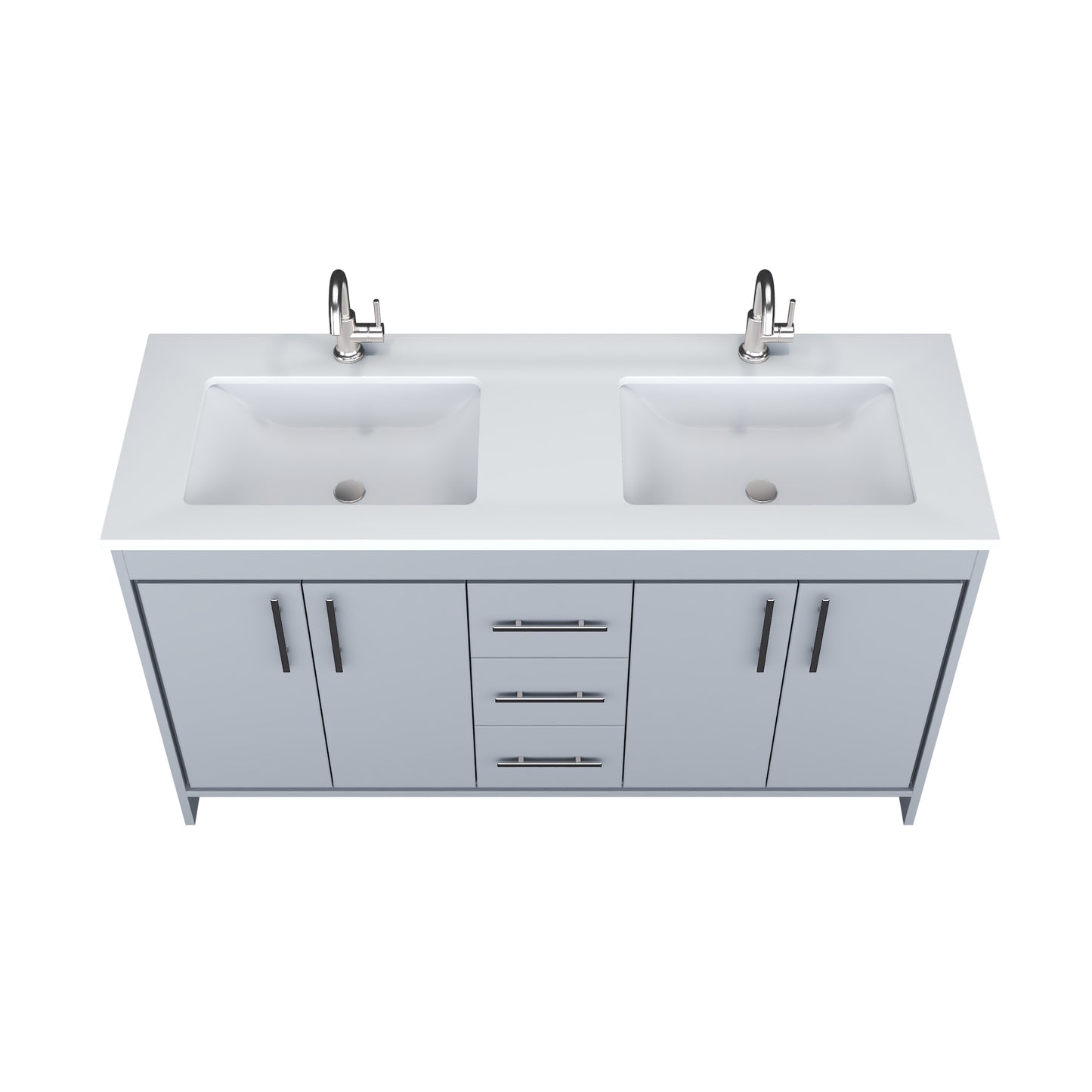 Capri 60" Double Sink Bathroom Vanity with integrated counter top