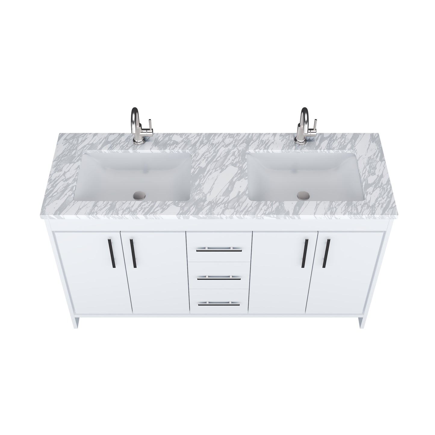 Capri 60" Double Sink Bathroom Vanity with integrated counter top