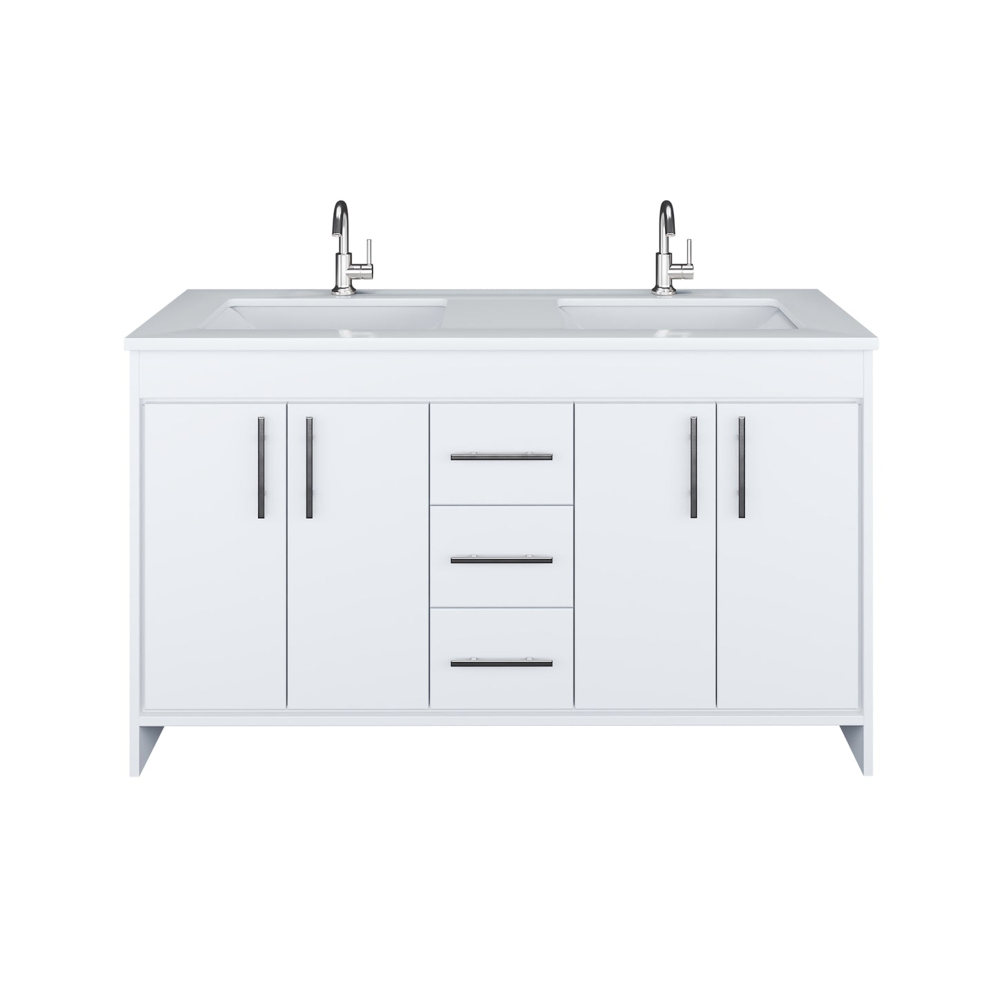 Capri 60" Double Sink Bathroom Vanity with integrated counter top