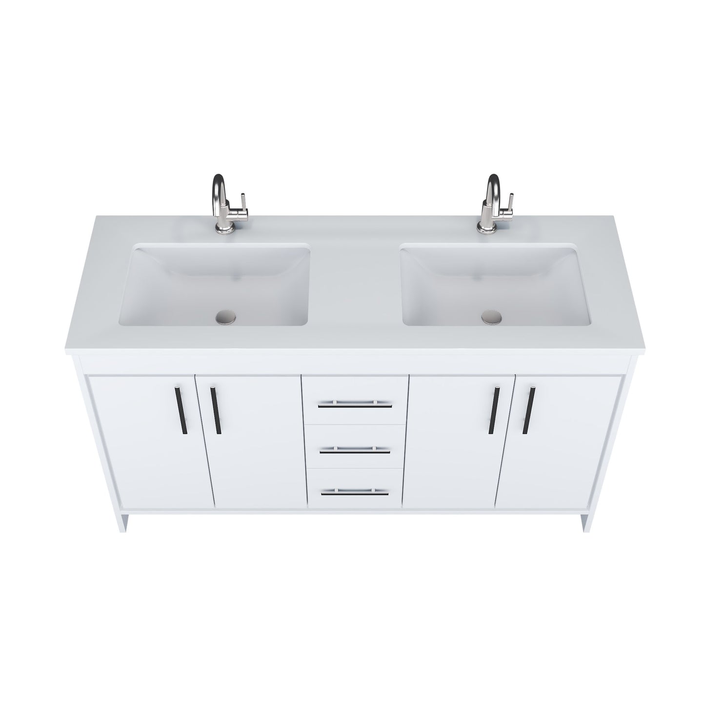 Capri 60" Double Sink Bathroom Vanity with integrated counter top