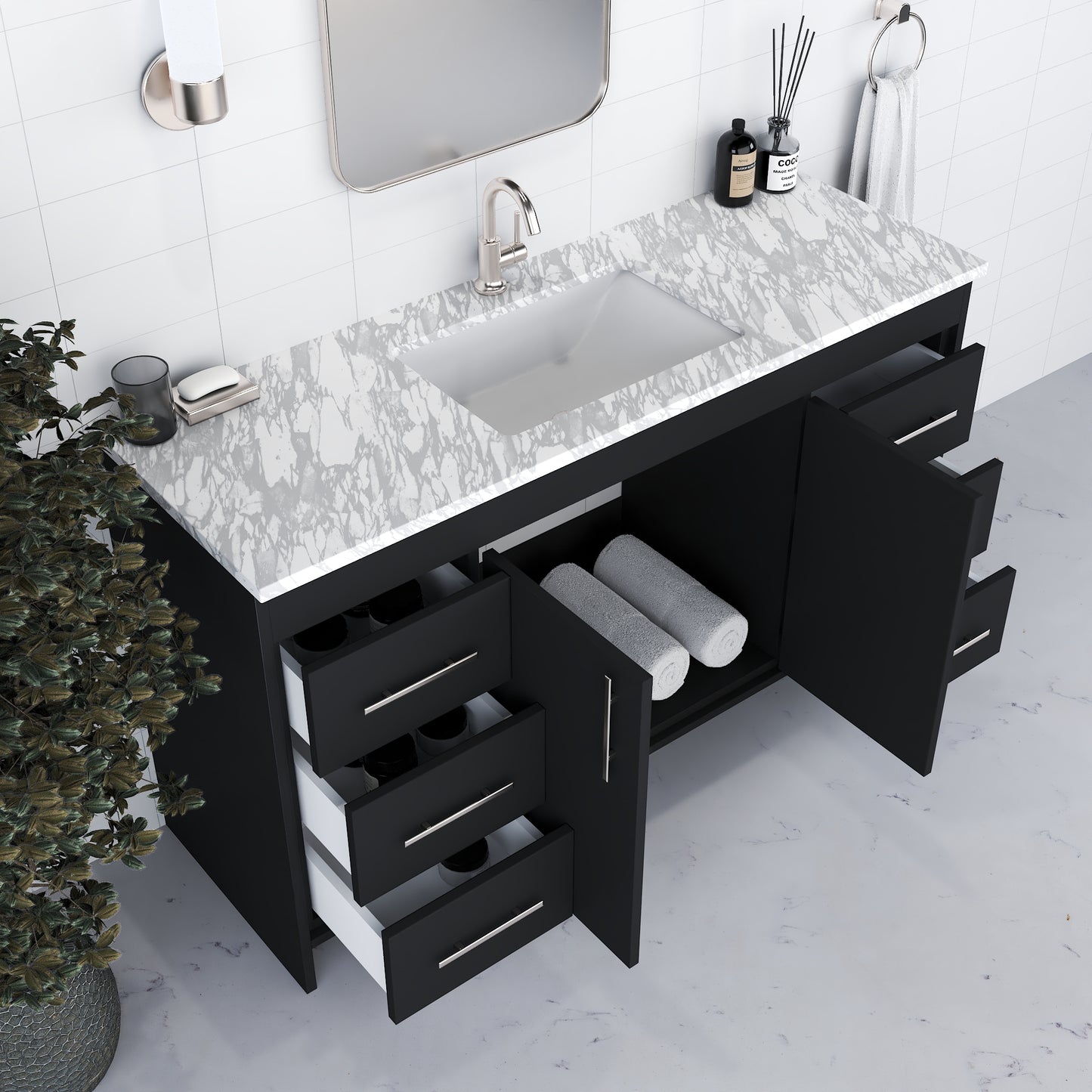 Capri 60" Single Sink Bathroom Vanity with integrated counter top