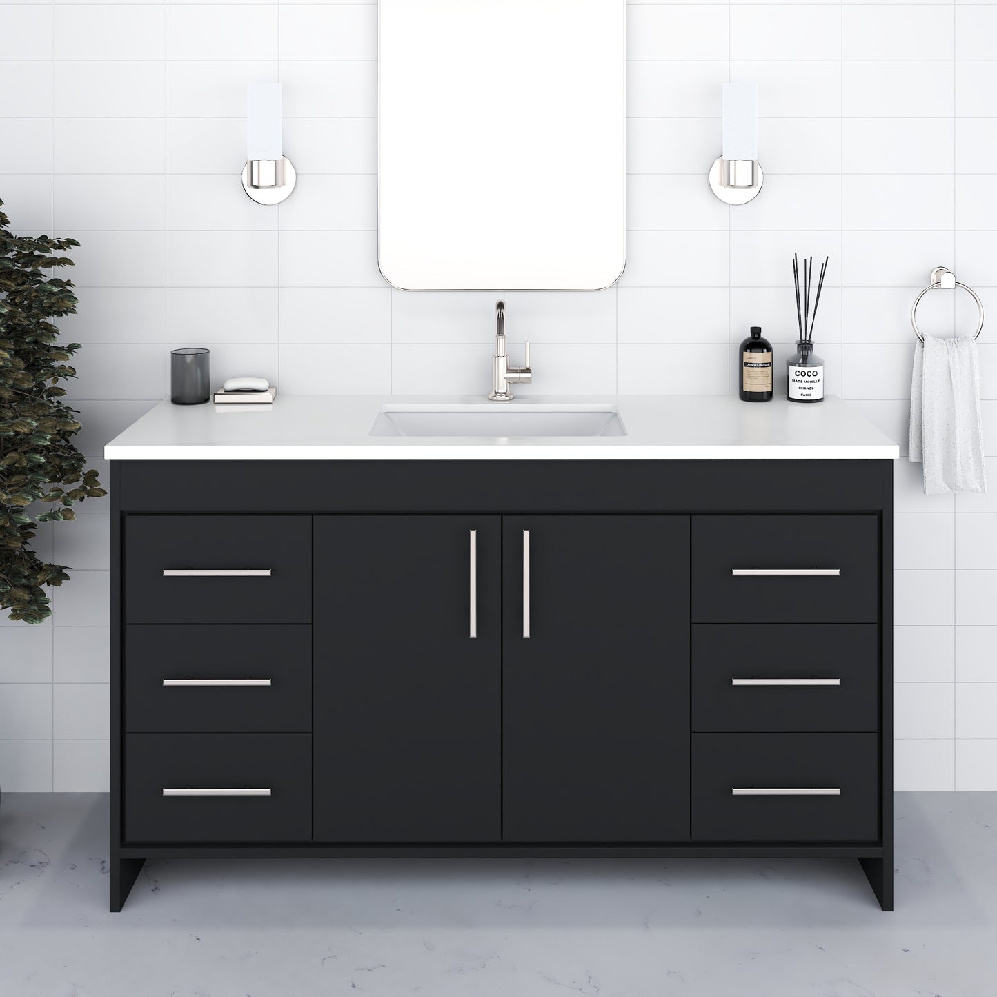 Capri 60" Single Sink Bathroom Vanity with integrated counter top